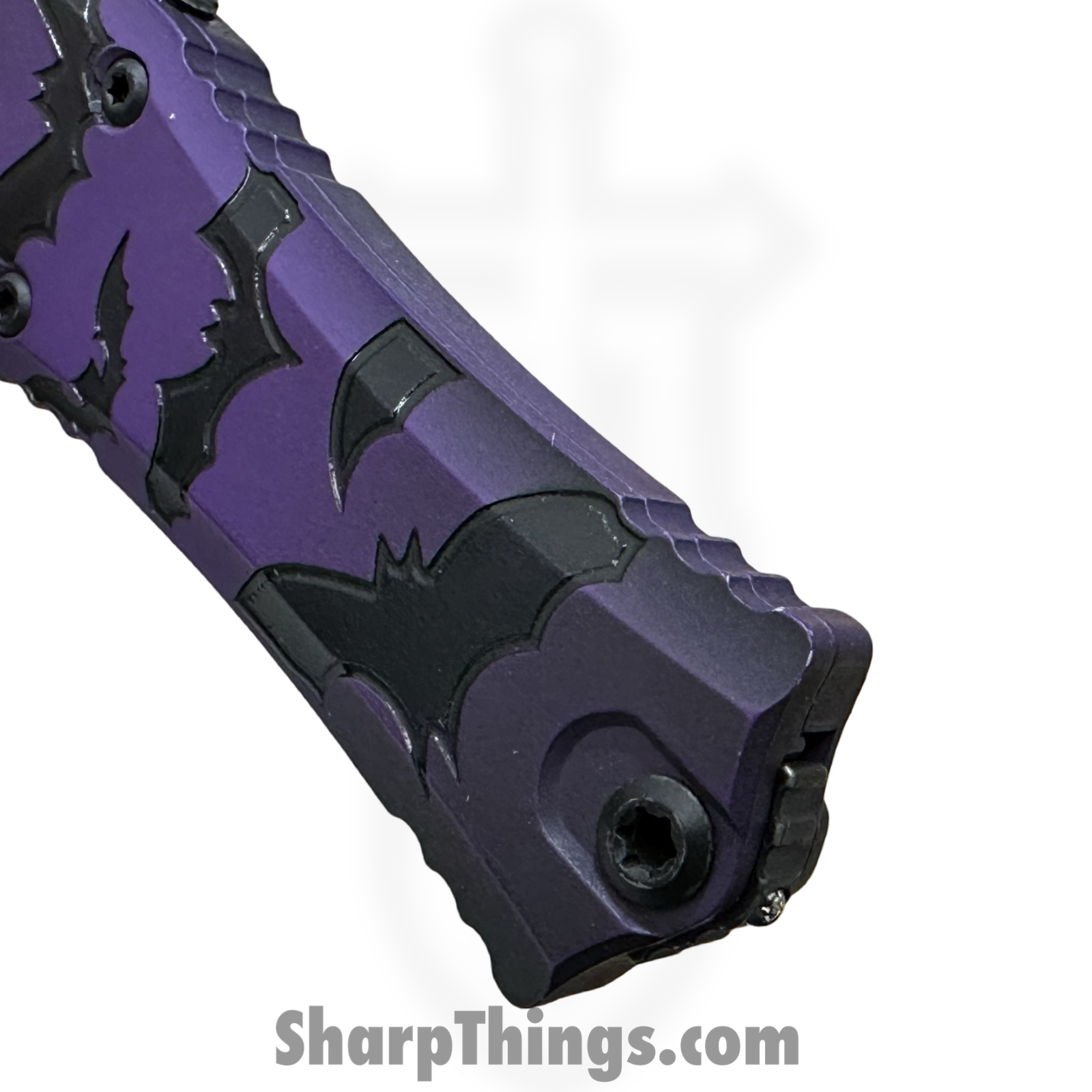 Microtech - 1702M-1HWBAS - Hera II Mini - Signature Series - OTF Auto - Bats - M390MK Apocalyptic Dagger - Purple - Image 4