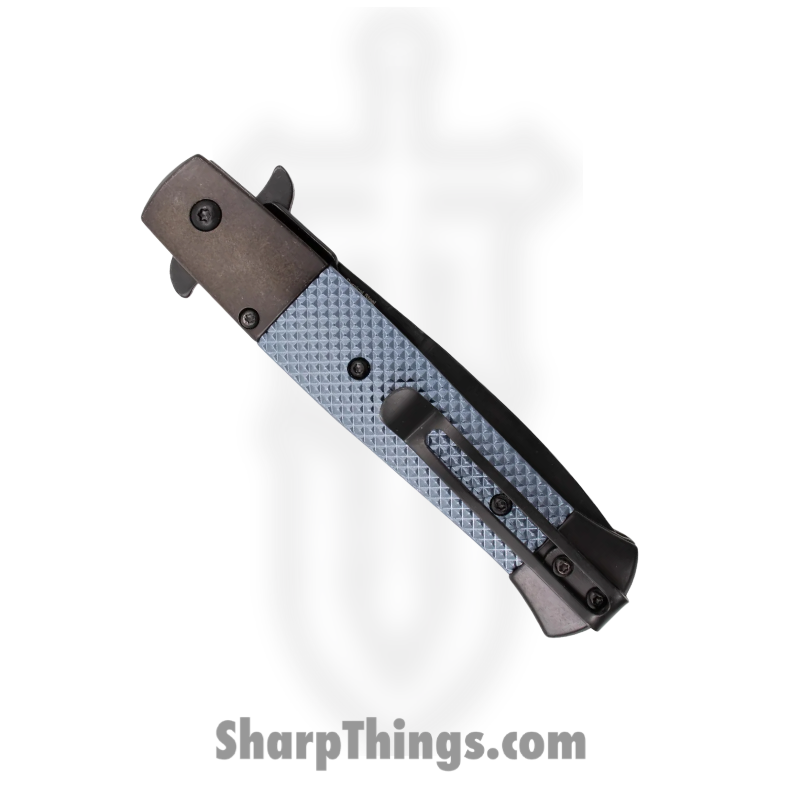 Tiger USA - SJ-1011-GY-2 - Spring Assisted - Assisted Open Knife - 1065 Surgical Steel Black Dagger - Aluminum - Grey - Image 4