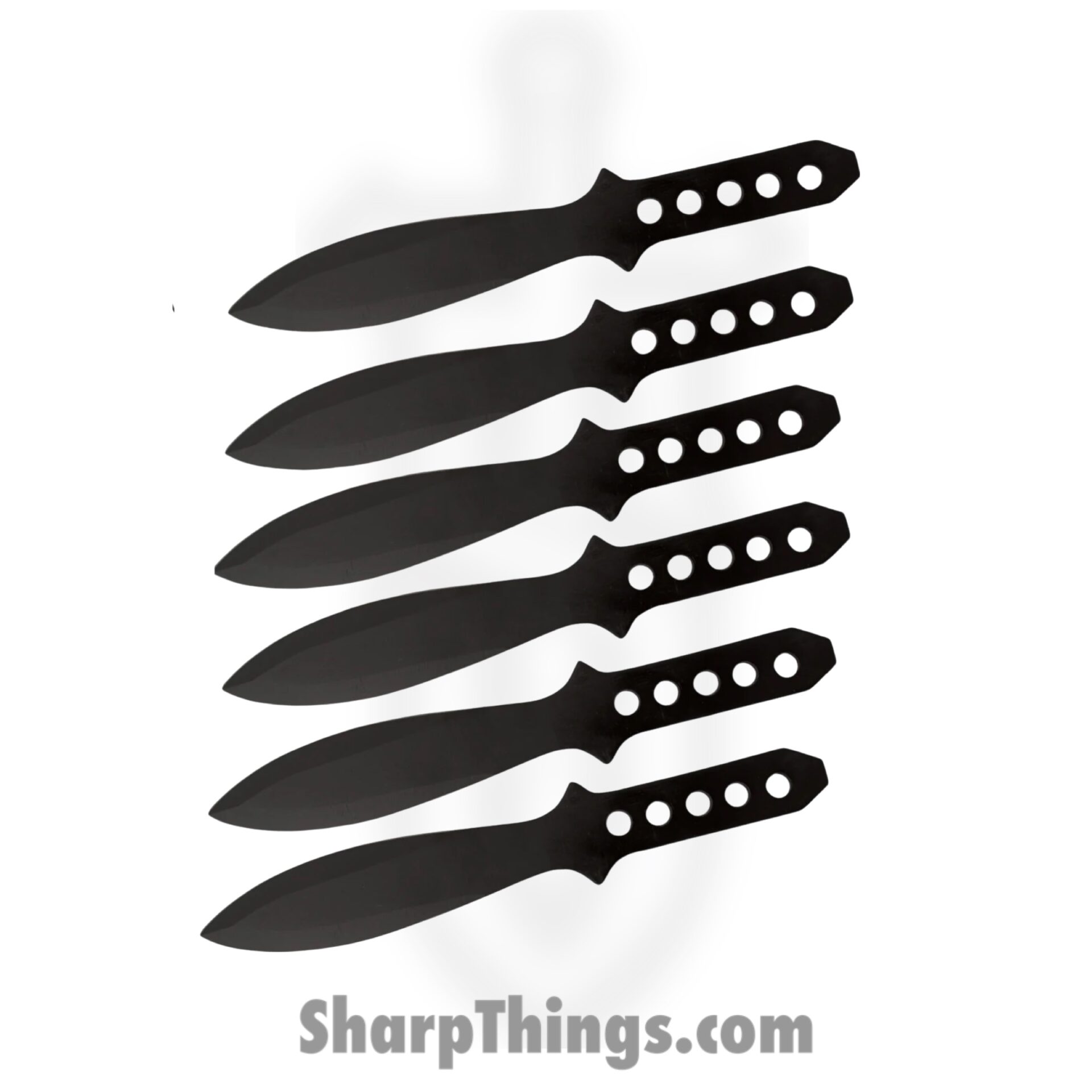 Tiger Throwers - TK-40-8-6 - 6 Piece 8.5 inch Throwing Knife Set - Fixed Blade Knife - German Surgical Steel Black Dagger - Steel - Black