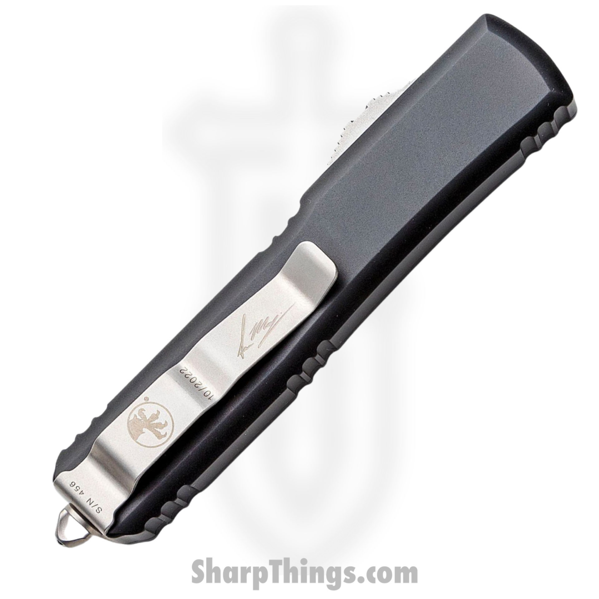 Microtech - 119W-10S - Ultratech Signature Series - OTF Auto - Elmax, M390, 204P Stonewash Warhound - 6061-T6 Aluminum - Black - Image 5
