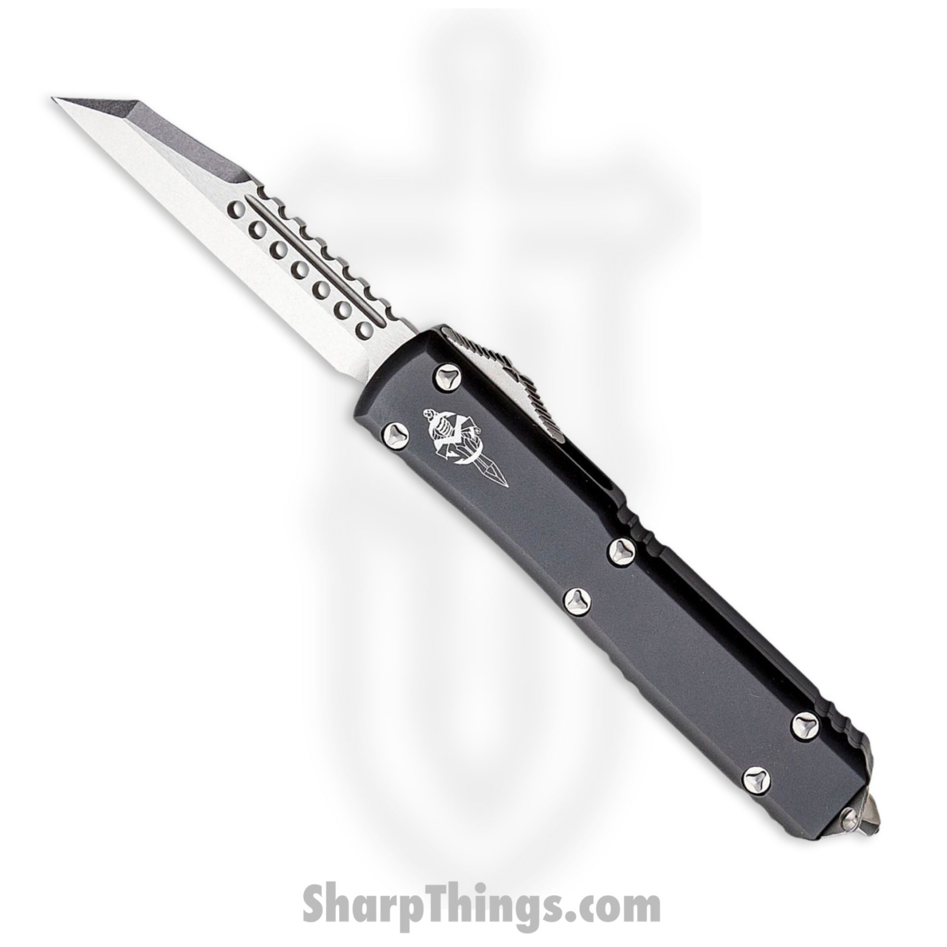 Microtech - 119W-10S - Ultratech Signature Series - OTF Auto - Elmax, M390, 204P Stonewash Warhound - 6061-T6 Aluminum - Black