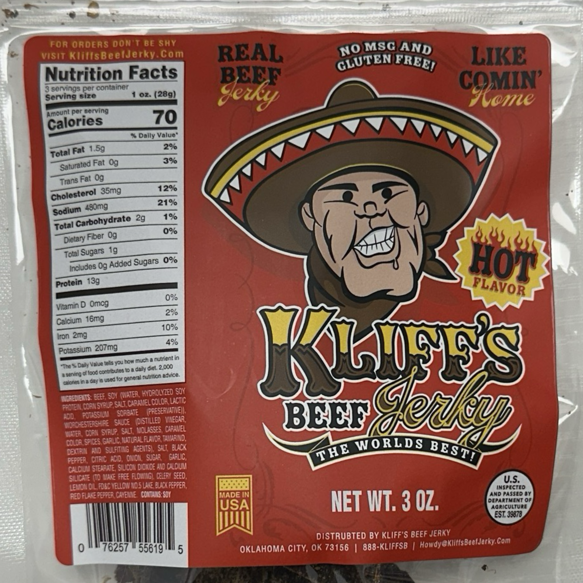 Kliff's - KBJ-HOTT - Hot Beef Jerky - 3oz - Image 2