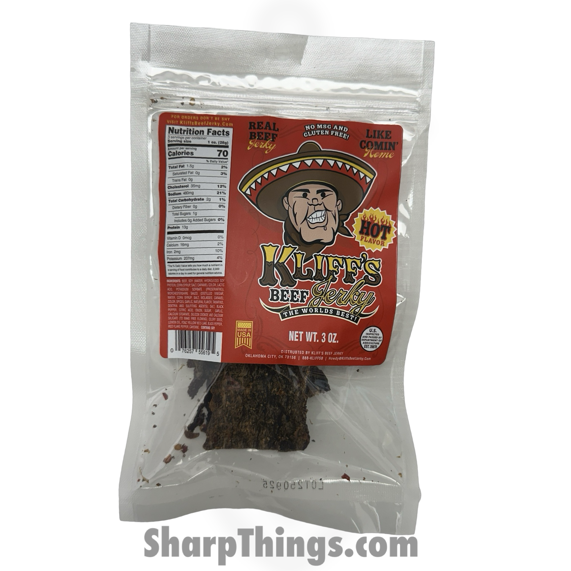 Kliff's - KBJ-HOTT - Hot Beef Jerky - 3oz