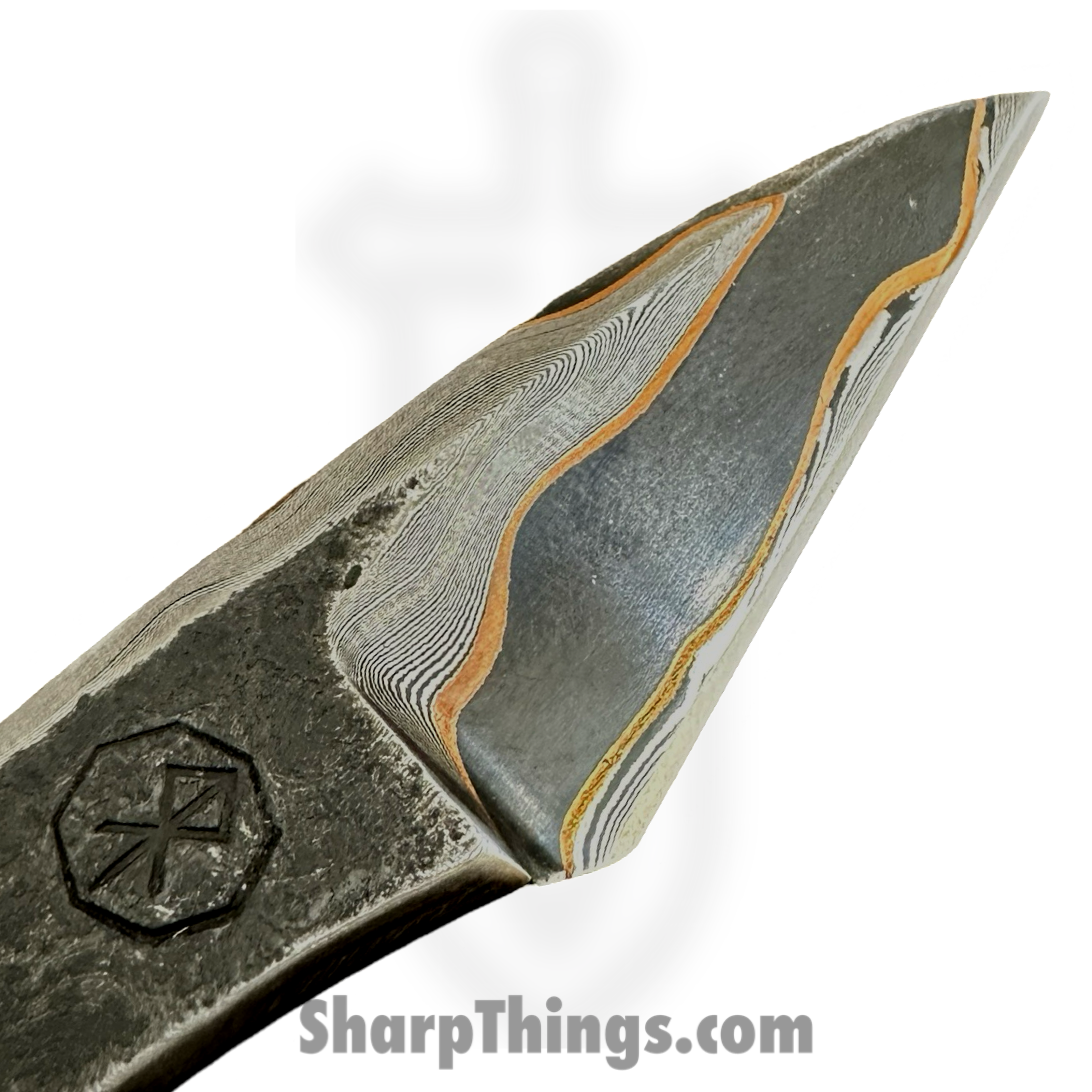 Royalty Rings Co. - RRC-Selene-1 - Selene - Fixed Blade Knife - Baker Forge Damascus Kiridashi - Skeletonized - Natural - Image 4