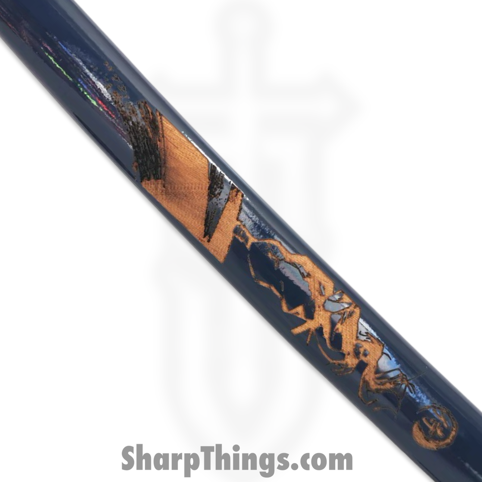 Tiger USA - PS-H15-D - Katana - Carbon Steel w Hamon Line - Blue Scabbard - White Handle - Stand Inc - Image 3