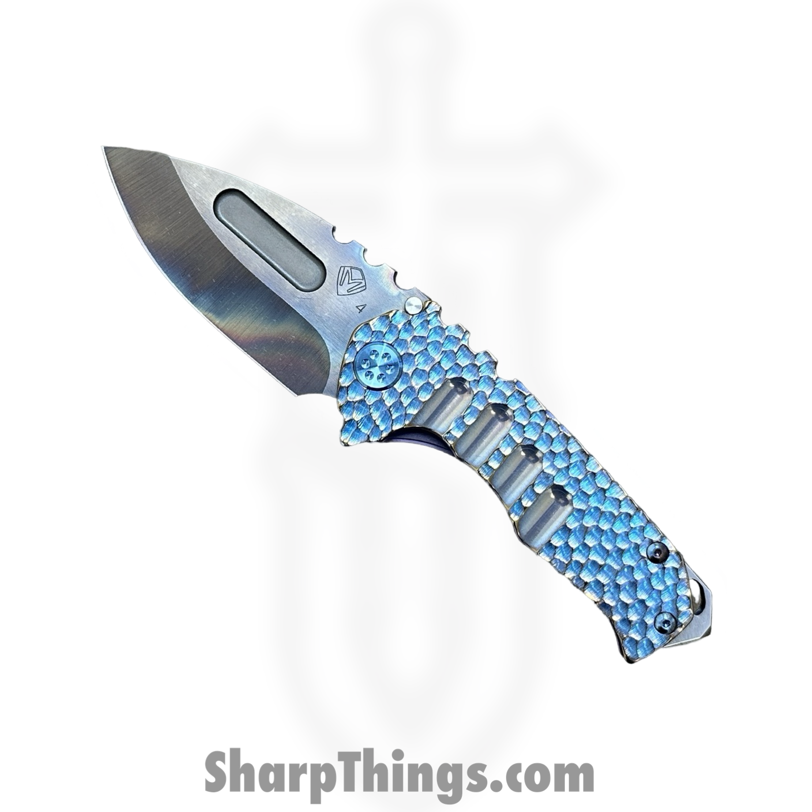 Medford Knife and Tool - MK0294VD-02AN-T2C2-BN - Genesis "T" - Folding Knife - S45VN Vulcan Drop Point - "Cobblestone" Titanium - Blue Bronze