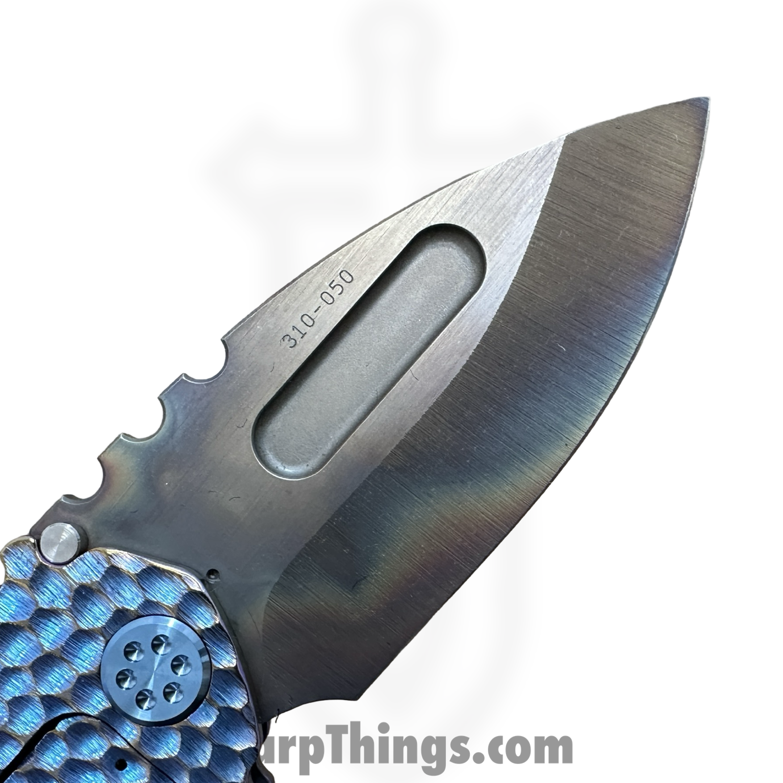 Medford Knife and Tool - MK0294VD-02AN-T2C2-BN - Genesis "T" - Folding Knife - S45VN Vulcan Drop Point - "Cobblestone" Titanium - Blue Bronze - Image 3