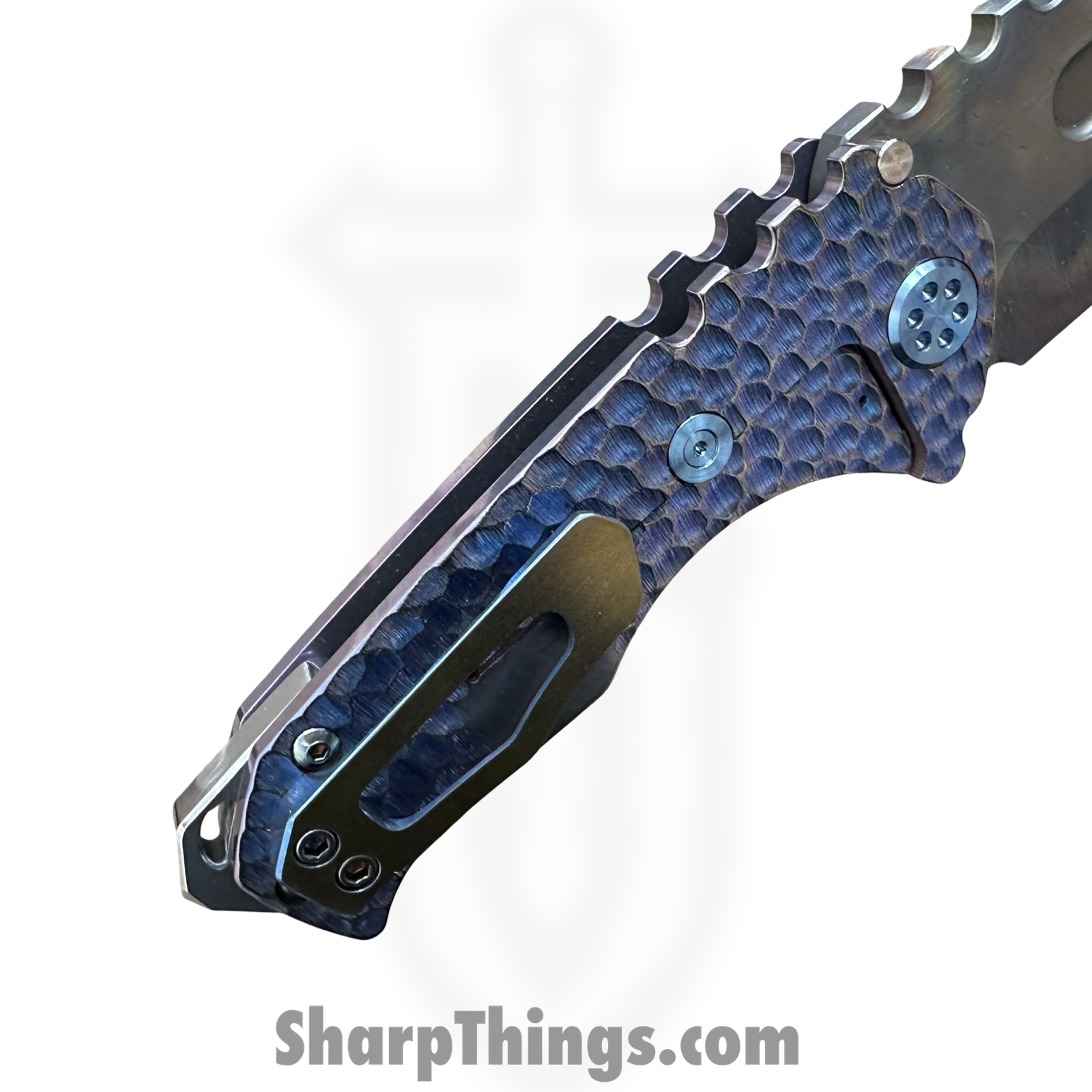 Medford Knife and Tool - MK0294VD-02AN-T2C2-BN - Genesis "T" - Folding Knife - S45VN Vulcan Drop Point - "Cobblestone" Titanium - Blue Bronze - Image 6