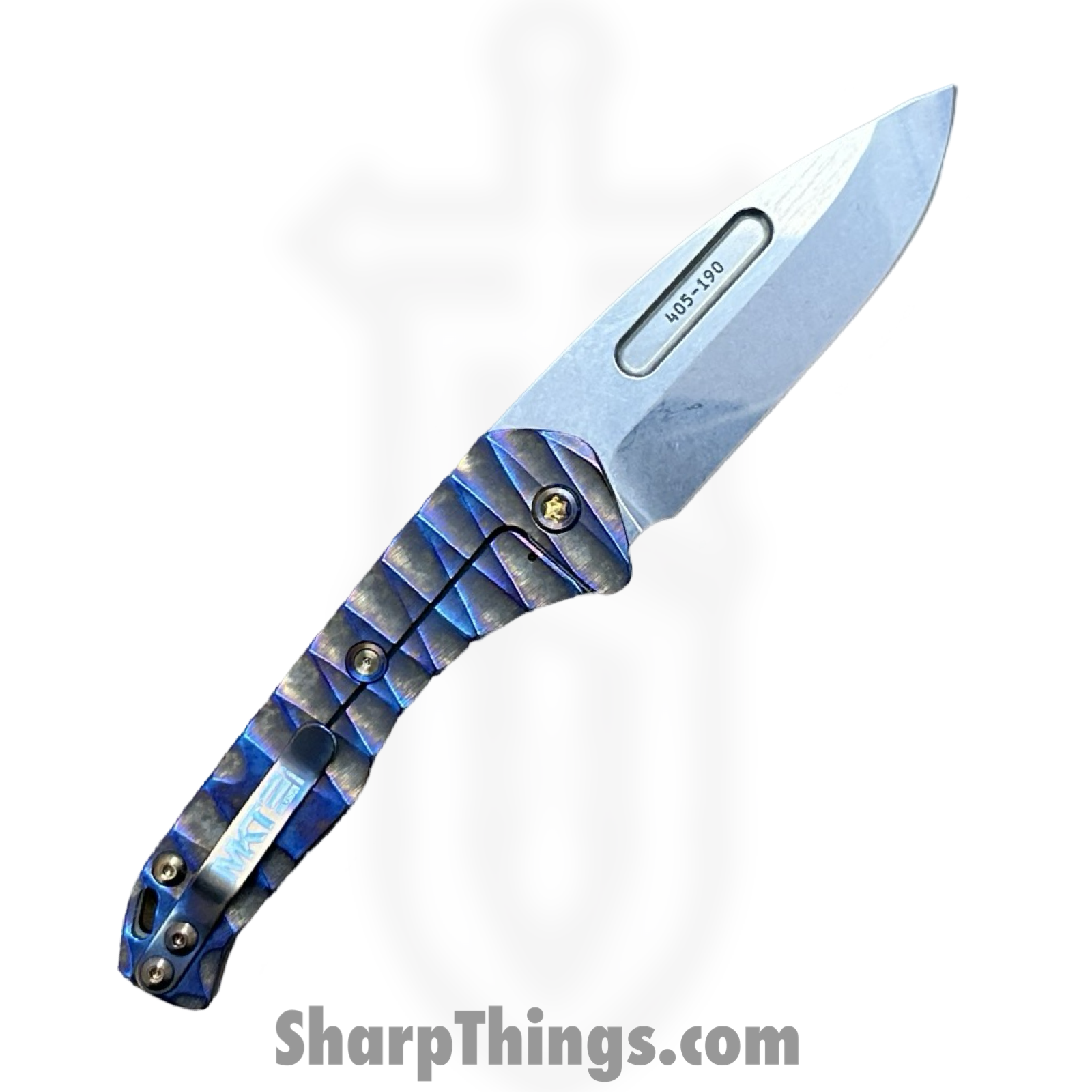 Medford Knife and Tool - MK208STD-01TM-TFCF-Q4 - Prae Slim - Folding Knife - S35VN Tumbled Drop Point - BB w/ Brsh/PenAno "Lightning" Titanium - Gray - Image 2