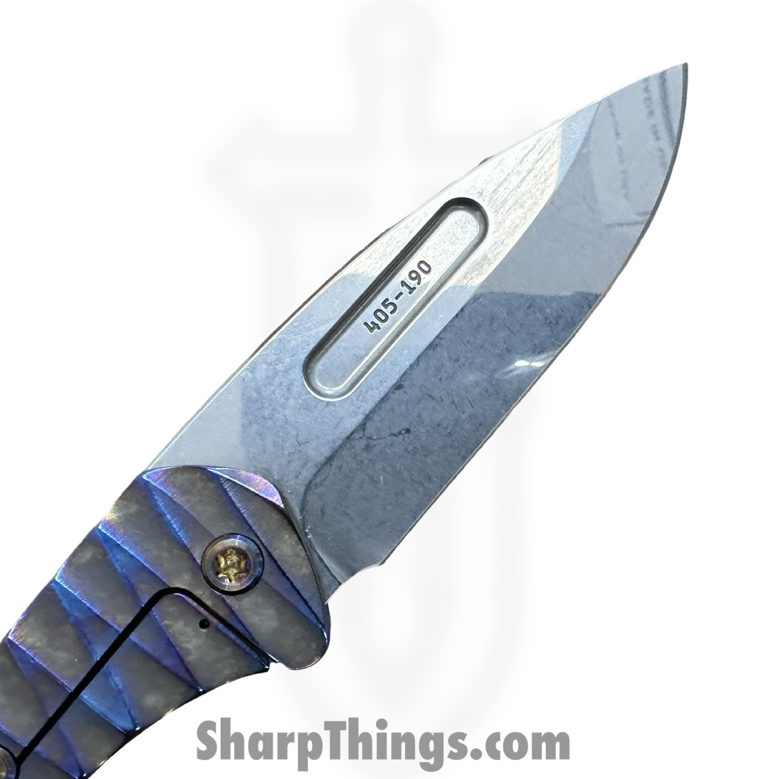 Medford Knife and Tool - MK208STD-01TM-TFCF-Q4 - Prae Slim - Folding Knife - S35VN Tumbled Drop Point - BB w/ Brsh/PenAno "Lightning" Titanium - Gray - Image 3