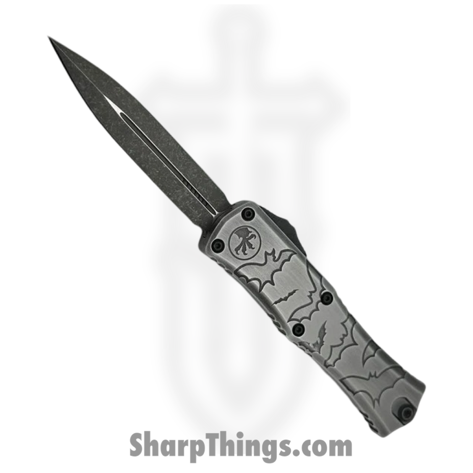 Microtech - 1702M-1BMHWBAS - Mini Hera II Sig Series - OTF Auto - M390MK Apocalyptic Dagger - Aluminum "Bats" - Black Gray