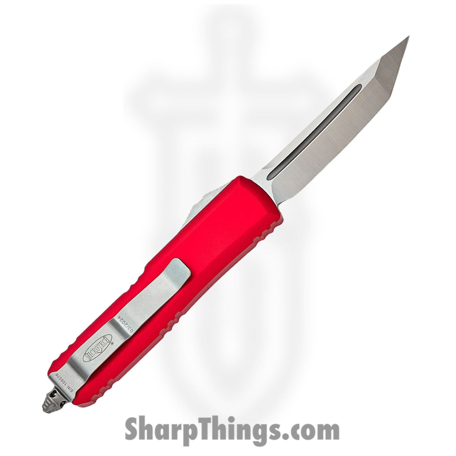 Microtech - 233-4RD - UTX-85 - OTF Auto - M390 Stonewash Tanto - 6061-T6 Aluminum - Red - Image 2