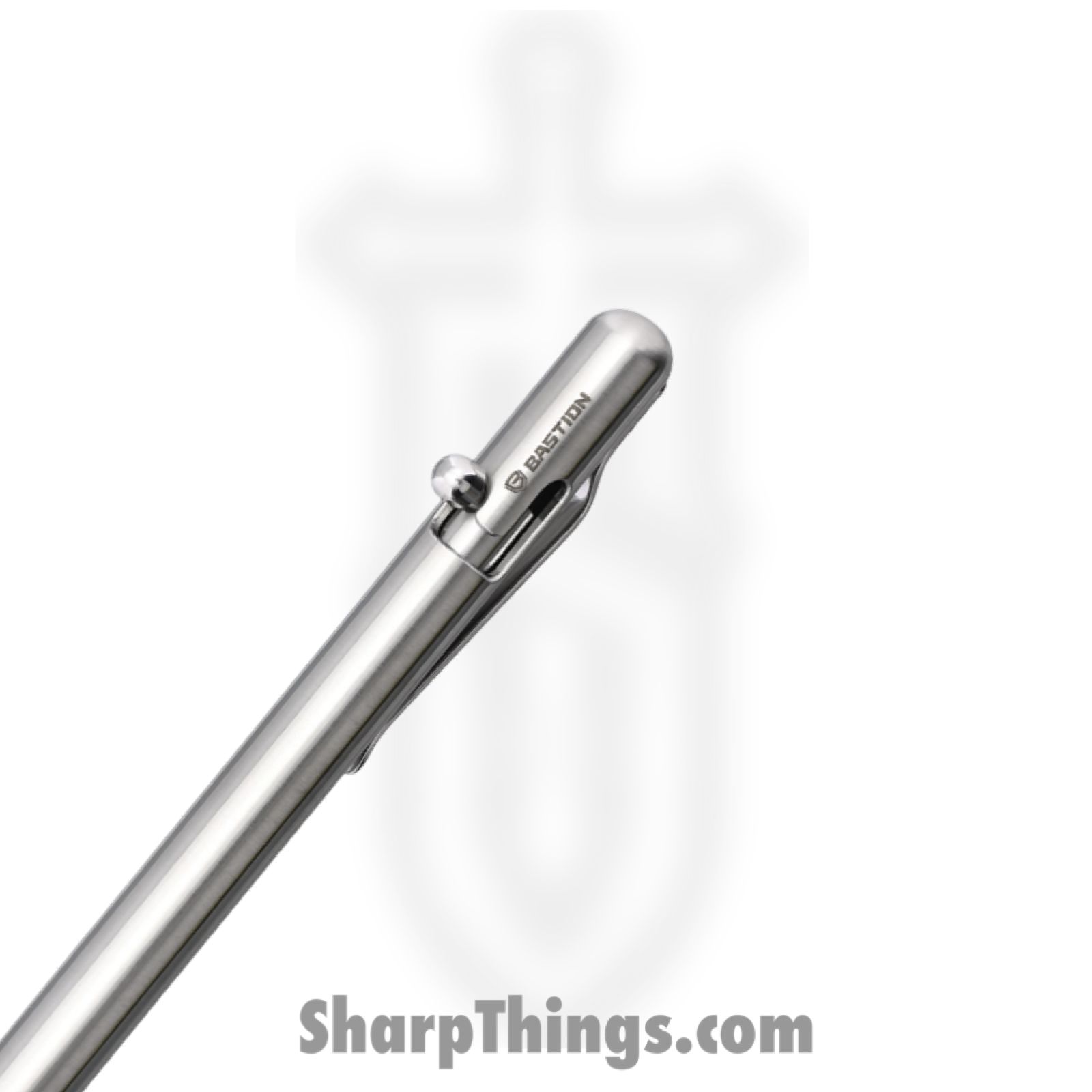 Bastion - BSTN259 - Slim Bolt Action Pen - Stainless - Silver - Image 2