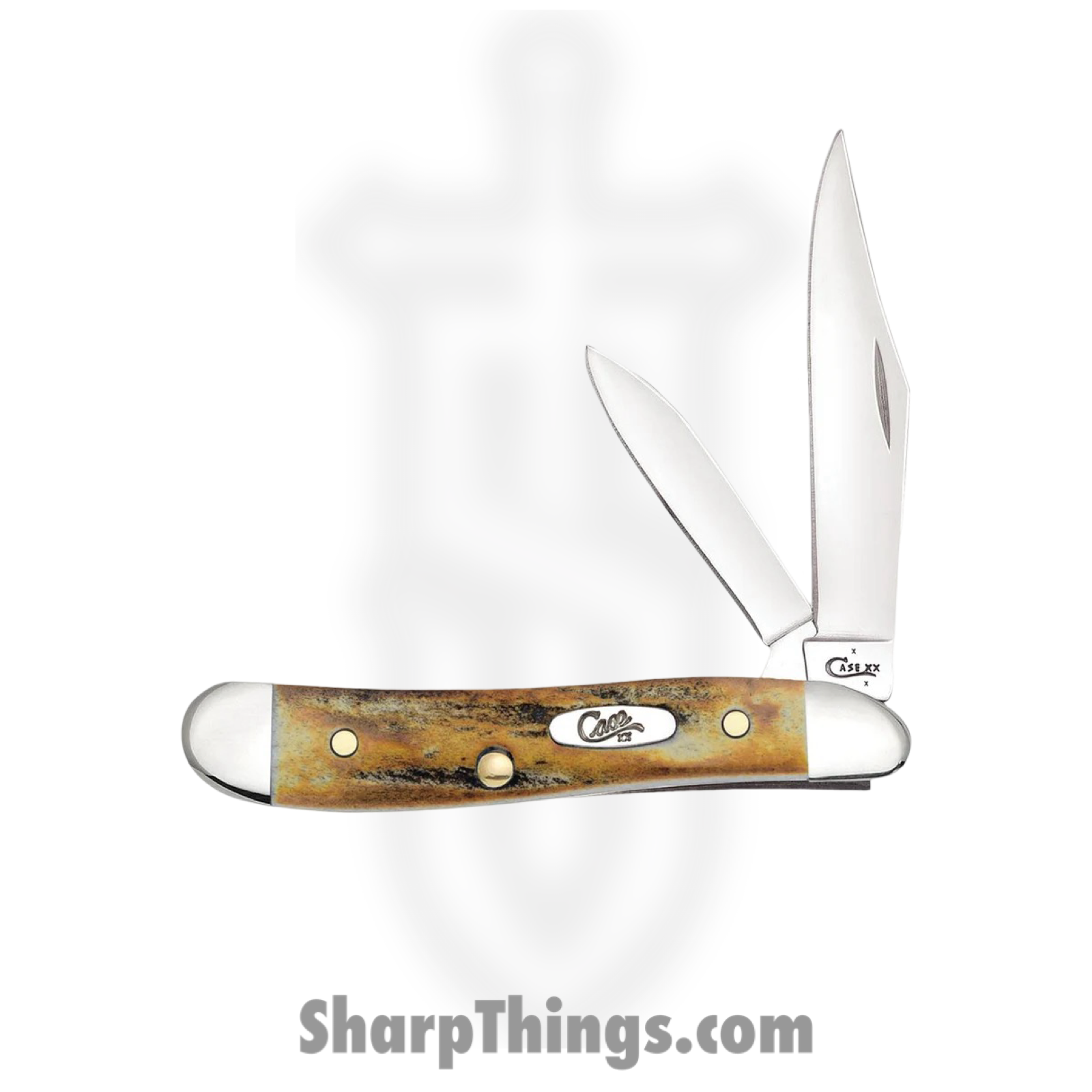 Case Cutlery - CA00048 - Peanut - Folding Knife - Tru-Sharp™ Stainless Polished Clip/Pen - Stag - Brown - Image 2