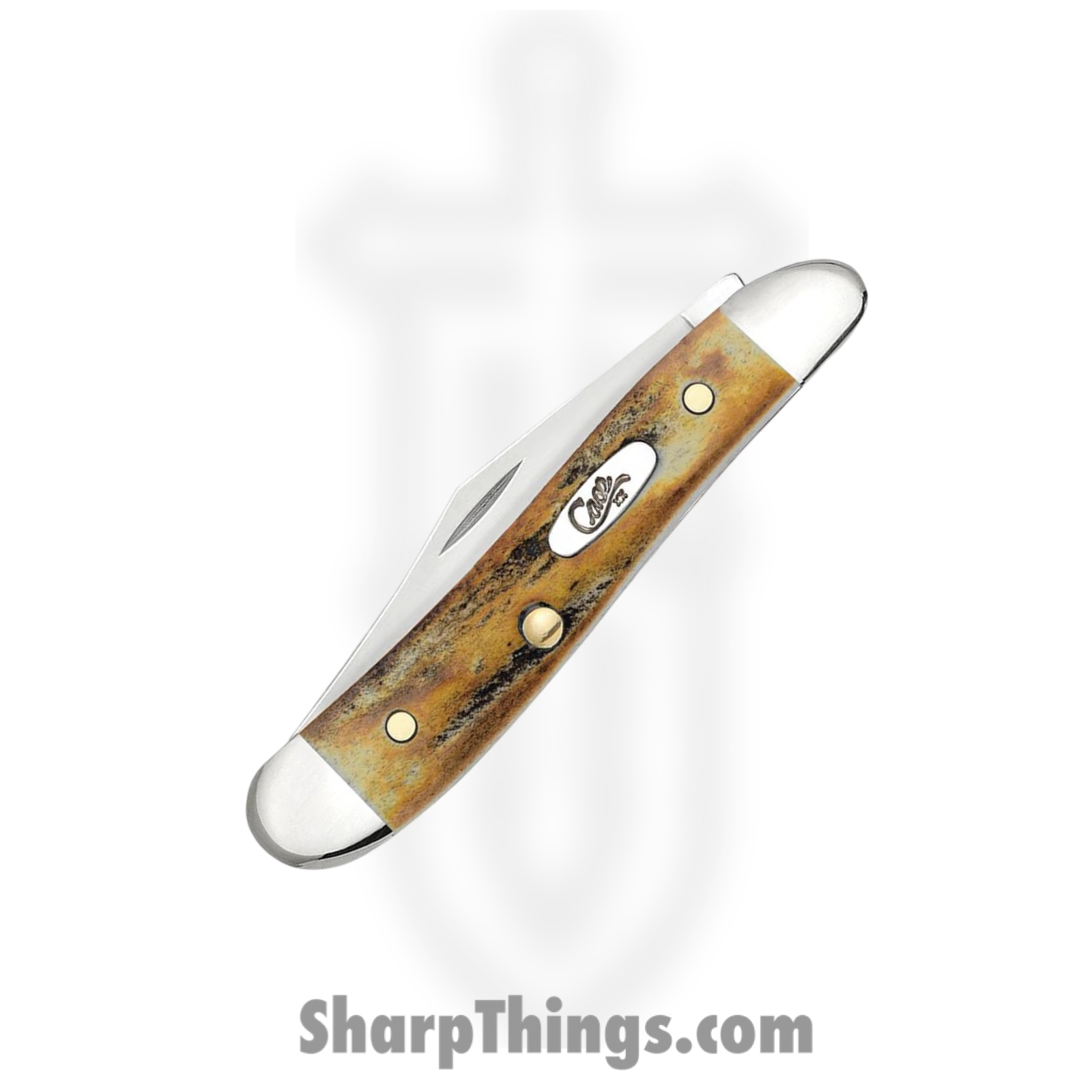 Case Cutlery - CA00048 - Peanut - Folding Knife - Tru-Sharp™ Stainless Polished Clip/Pen - Stag - Brown - Image 3