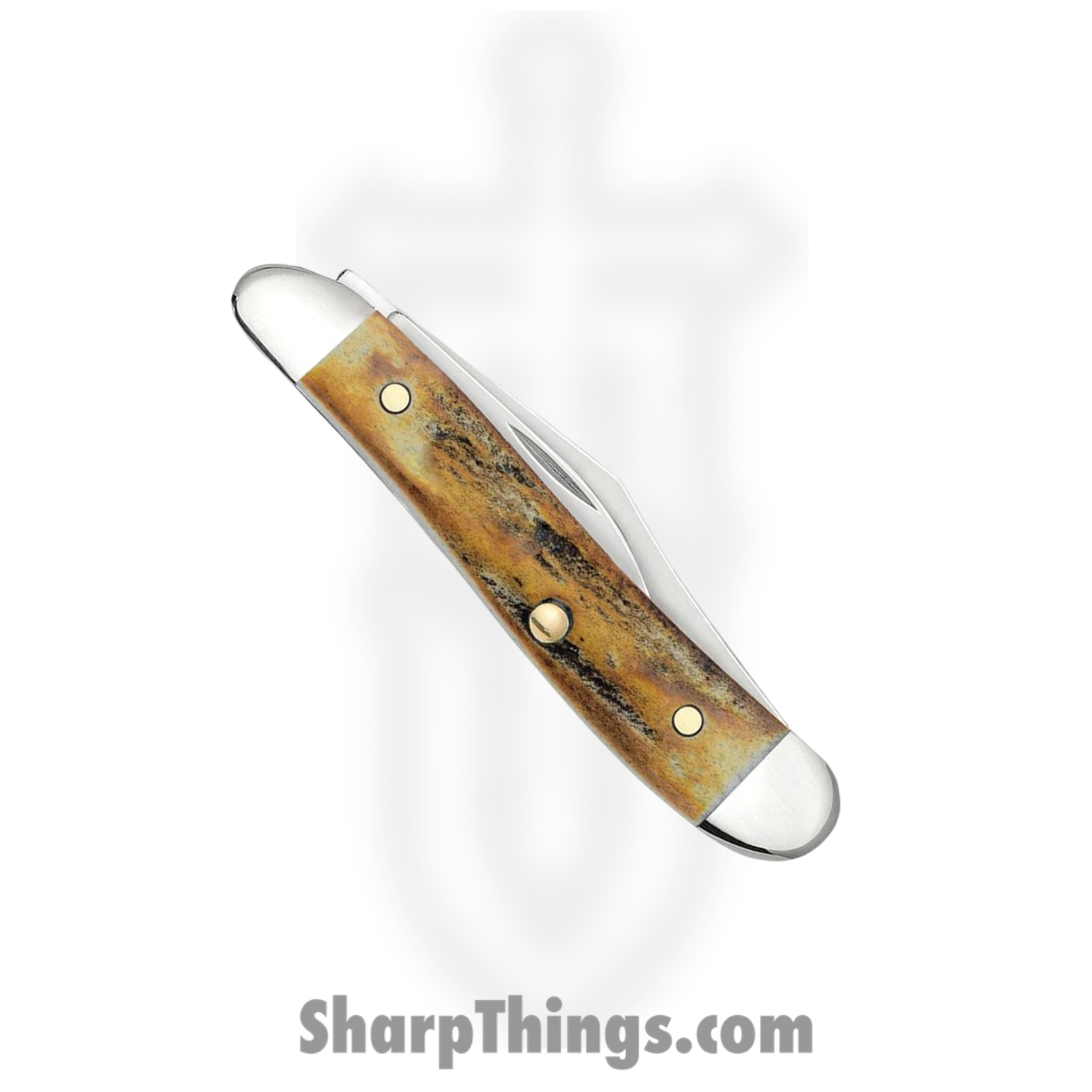 Case Cutlery - CA00048 - Peanut - Folding Knife - Tru-Sharp™ Stainless Polished Clip/Pen - Stag - Brown - Image 4