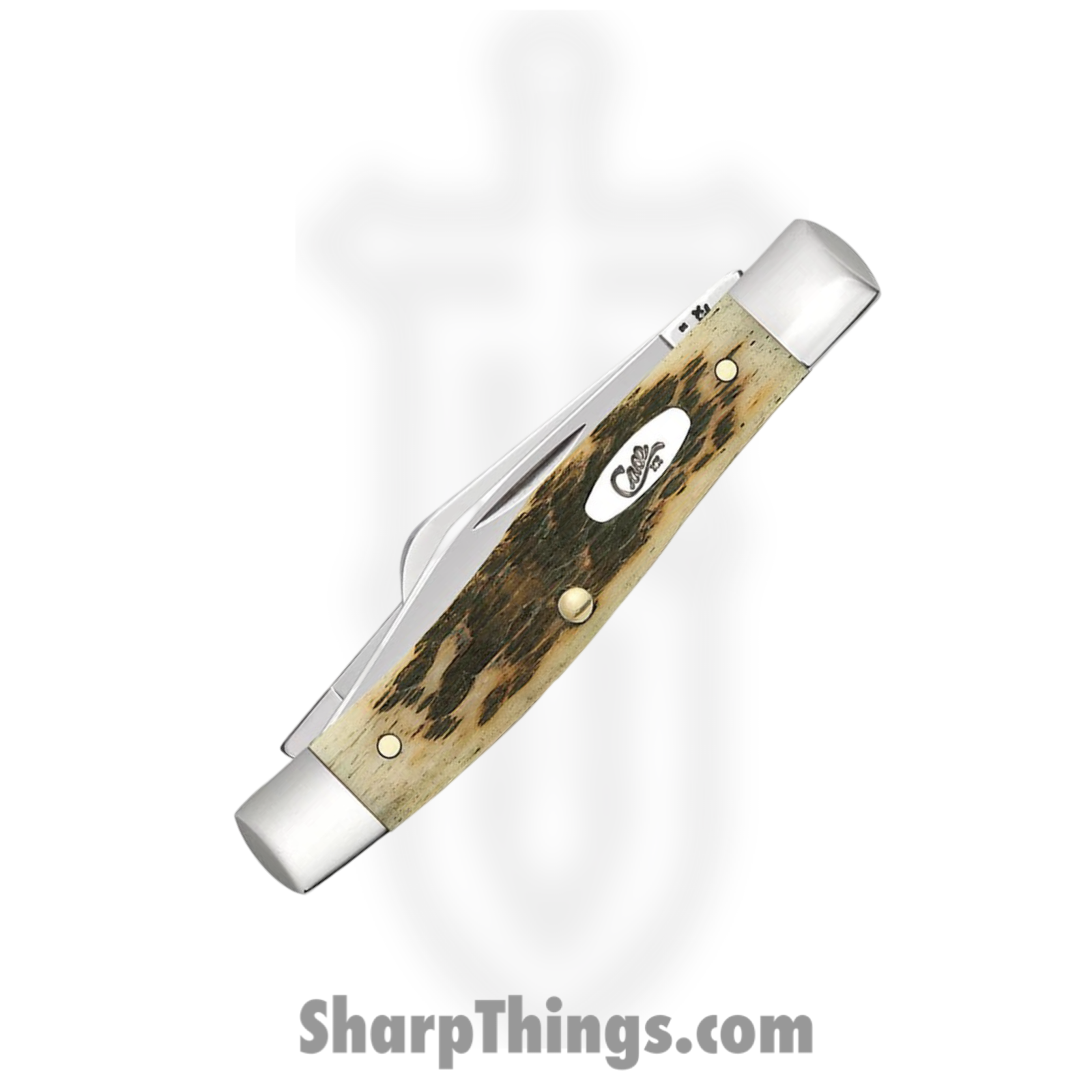 Case Cutlery - CA00079 - Medium Stockman - Folding Knife - Carbon Steel Polished Clip/Sheepfoot/Pen - Peach Seed Jig Amber Bone - Brown - Image 3