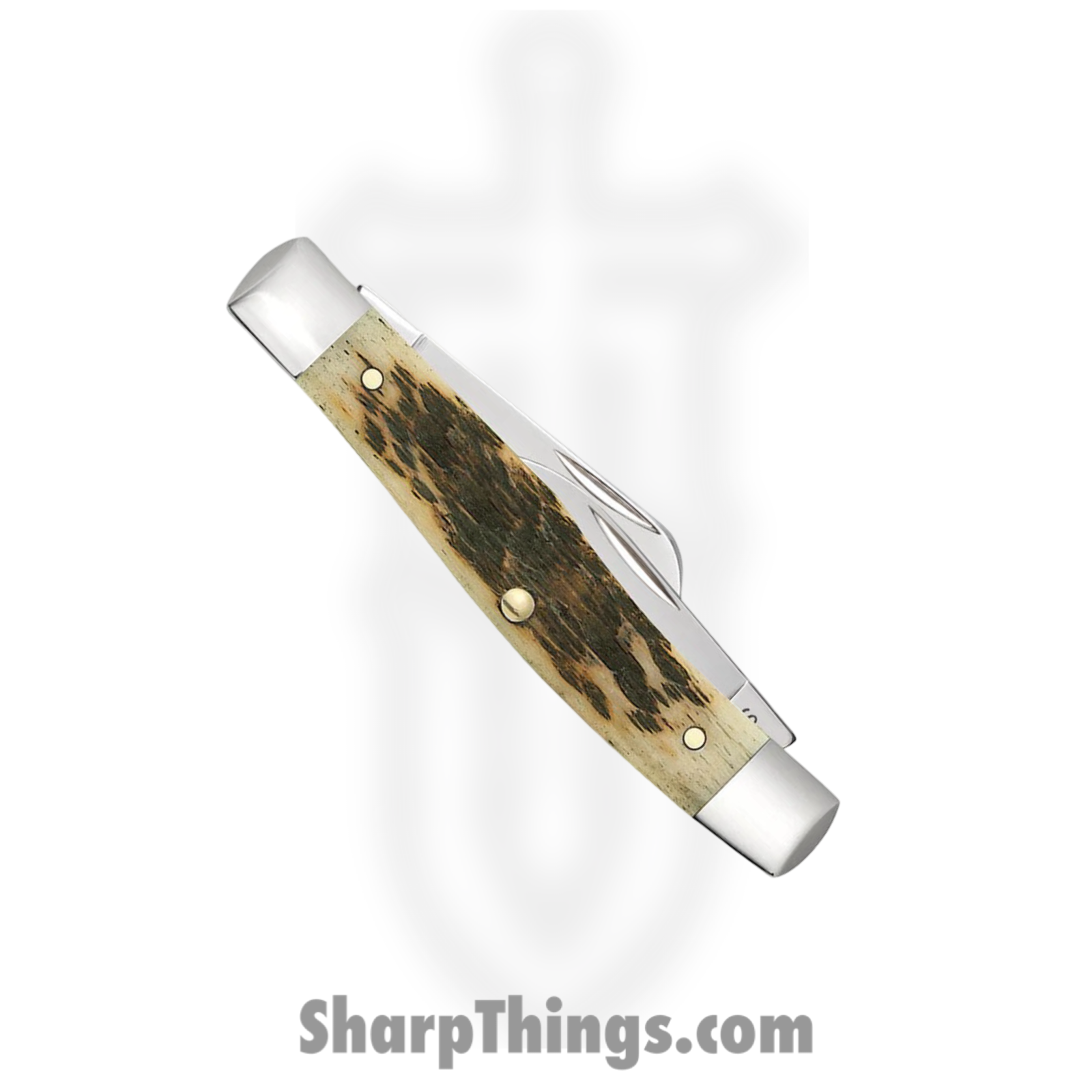 Case Cutlery - CA00079 - Medium Stockman - Folding Knife - Carbon Steel Polished Clip/Sheepfoot/Pen - Peach Seed Jig Amber Bone - Brown - Image 4