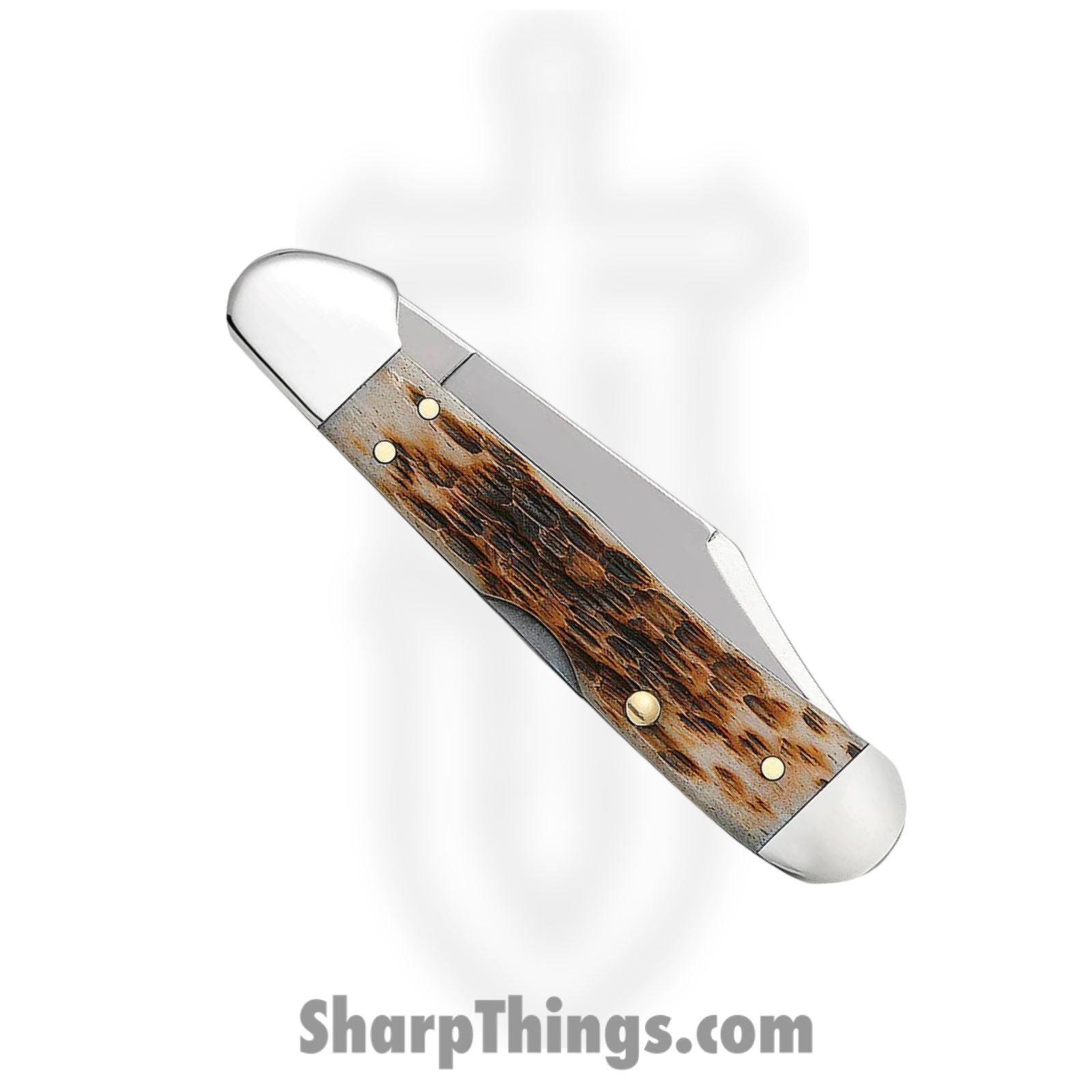 Case Cutlery - CA00133 - Mini CopperLock - Folding Knife - Tru-Sharp™ Stainless Polished Clip Point - Peach Seed Jig Amber Bone - Brown - Image 4