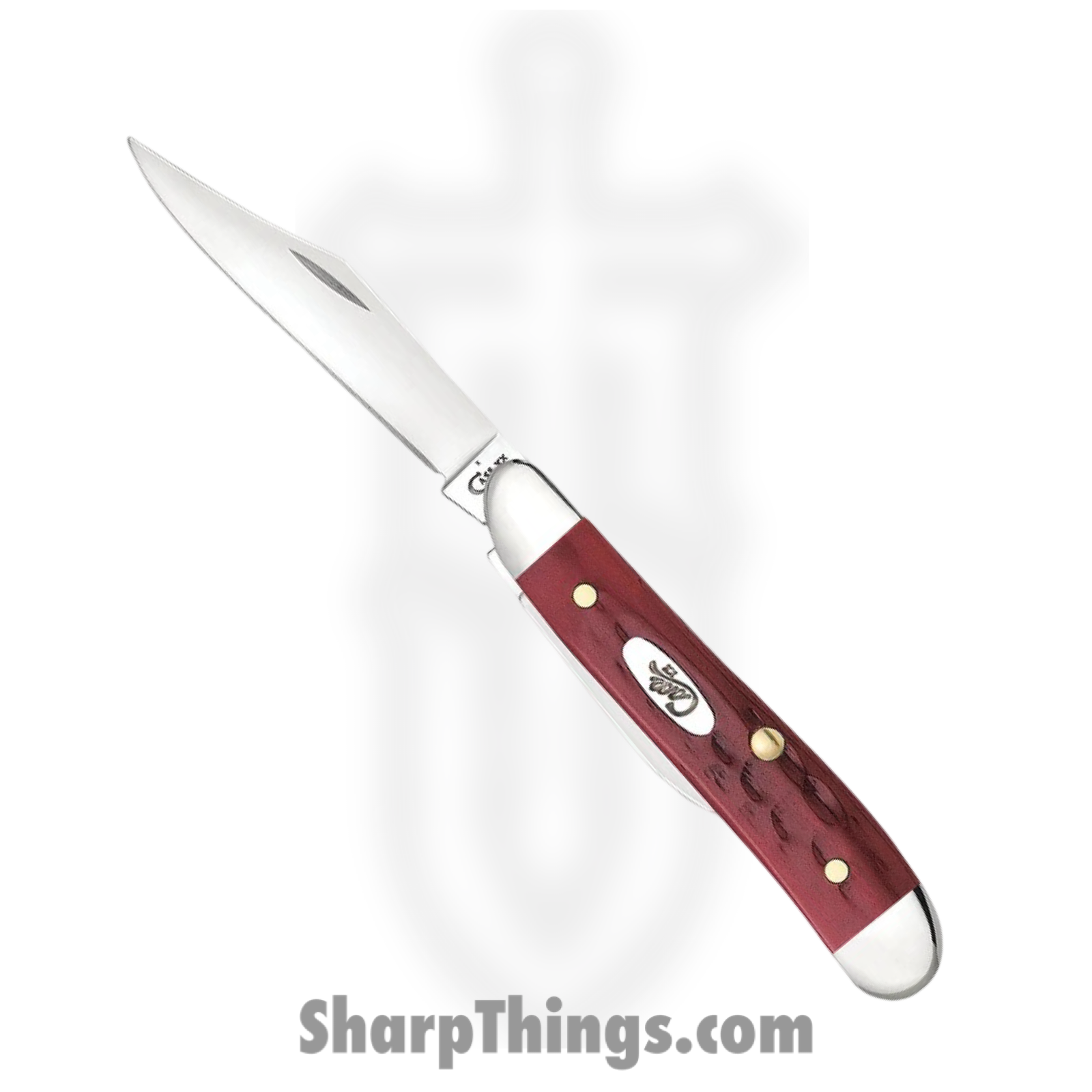 Case Cutlery - CA00781 - Peanut - Folding Knife - Tru-Sharp™ Stainless Polished Clip/Pen - Corn Cob Jigged Bone - Red