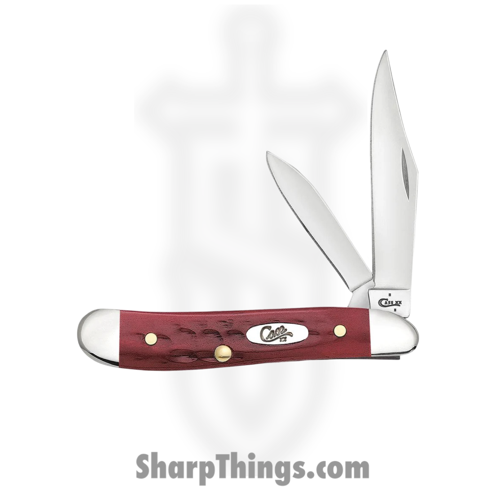 Case Cutlery - CA00781 - Peanut - Folding Knife - Tru-Sharp™ Stainless Polished Clip/Pen - Corn Cob Jigged Bone - Red - Image 2