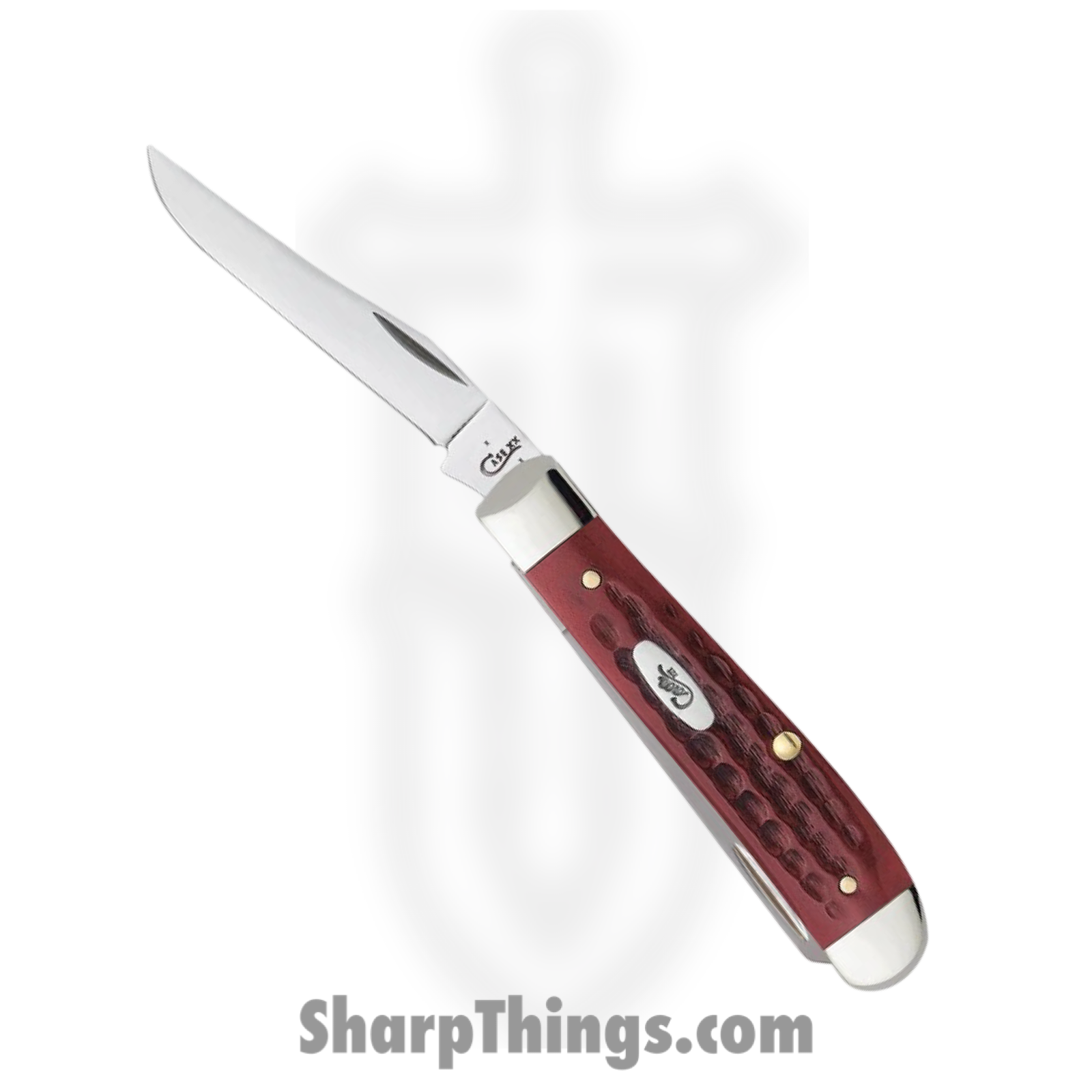 Case Cutlery - CA00784 - Mini Trapper - Folding Knife - Tru-Sharp™ Stainless Polished Clip/Spey - Corn Cob Jigged Bone - Red