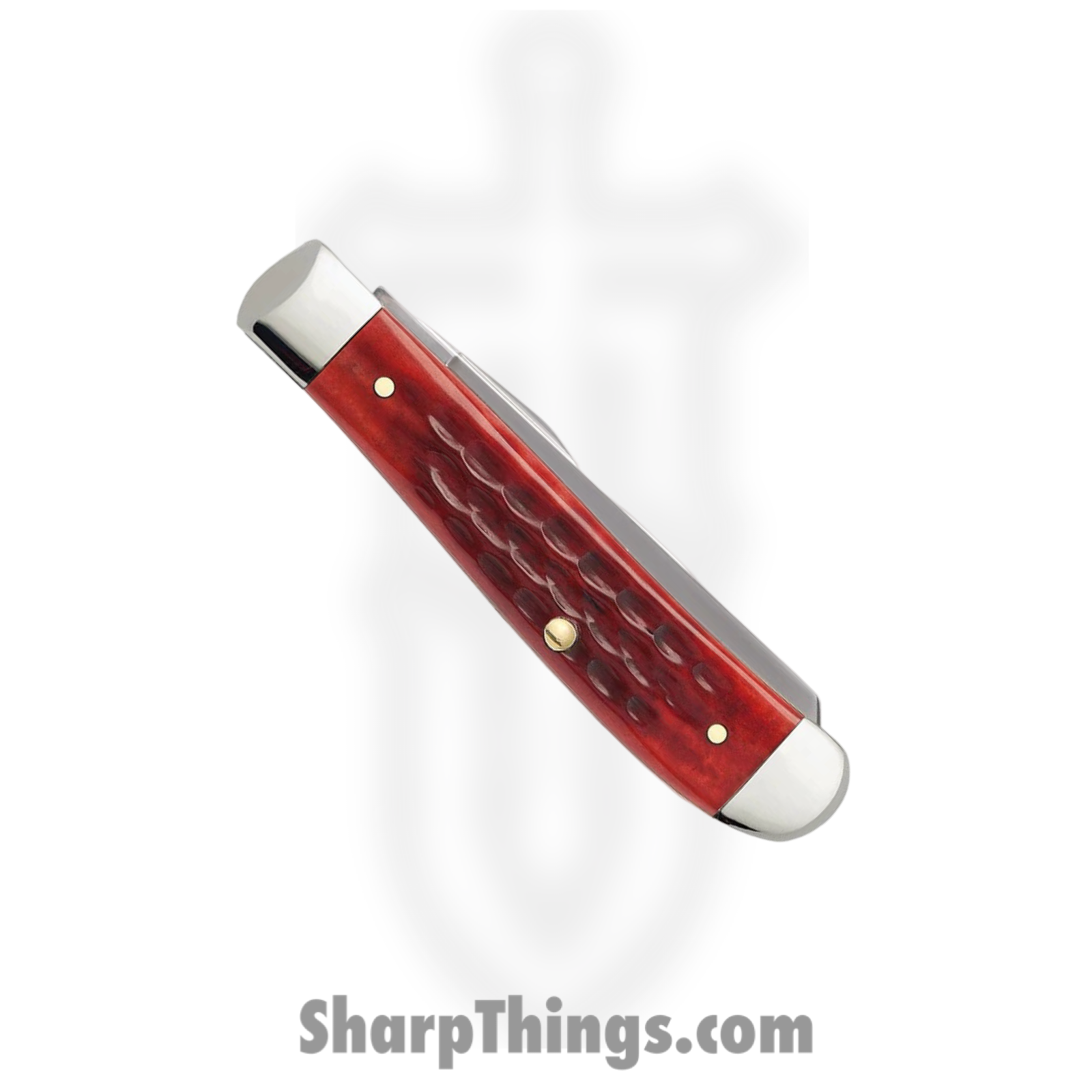 Case Cutlery - CA00784 - Mini Trapper - Folding Knife - Tru-Sharp™ Stainless Polished Clip/Spey - Corn Cob Jigged Bone - Red - Image 4