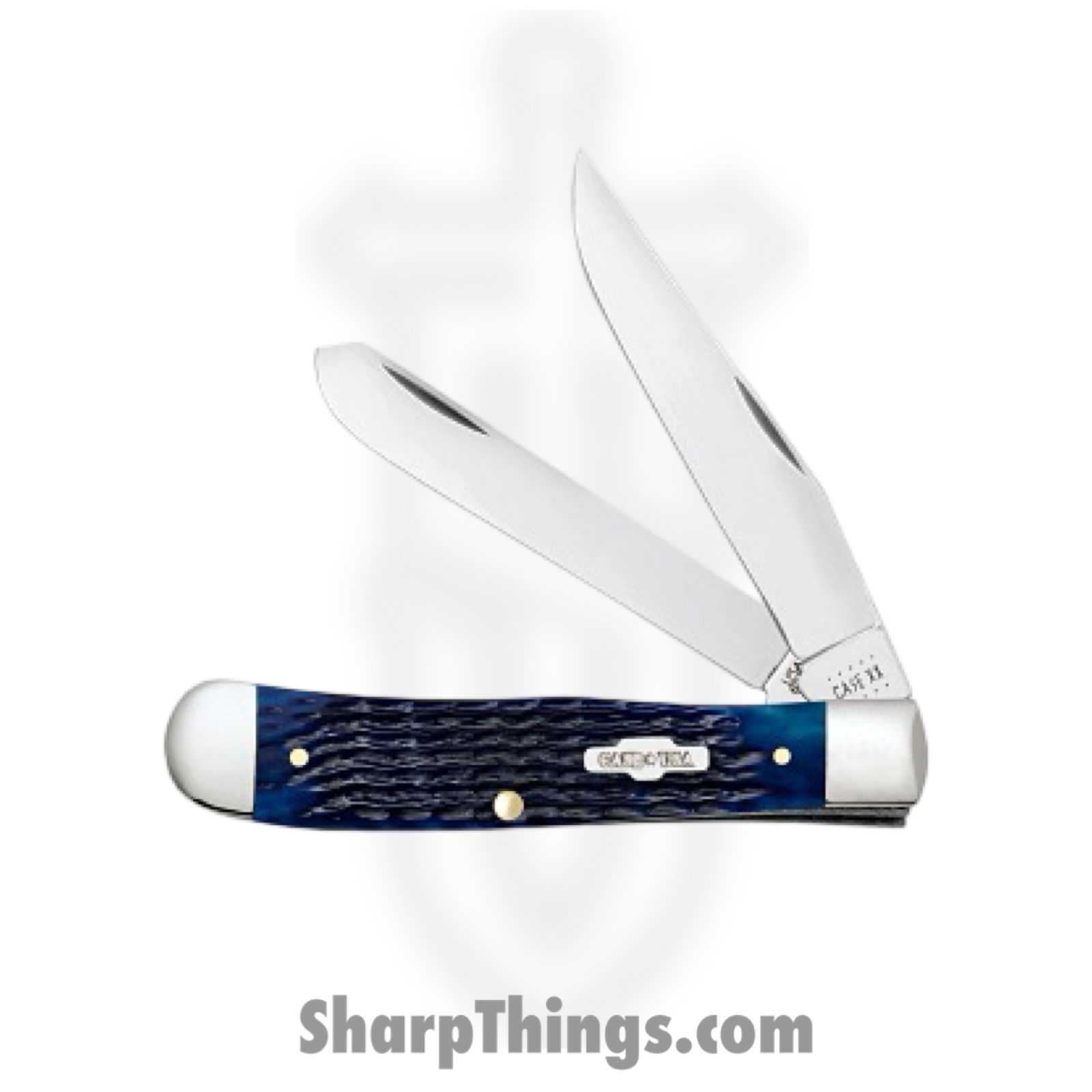 Case Cutlery - CA02800 - Trapper - Folding Knife - Tru-Sharp™ Stainless Polished Clip/Spey - Corn Cob Jigged Bone - Blue - Image 2