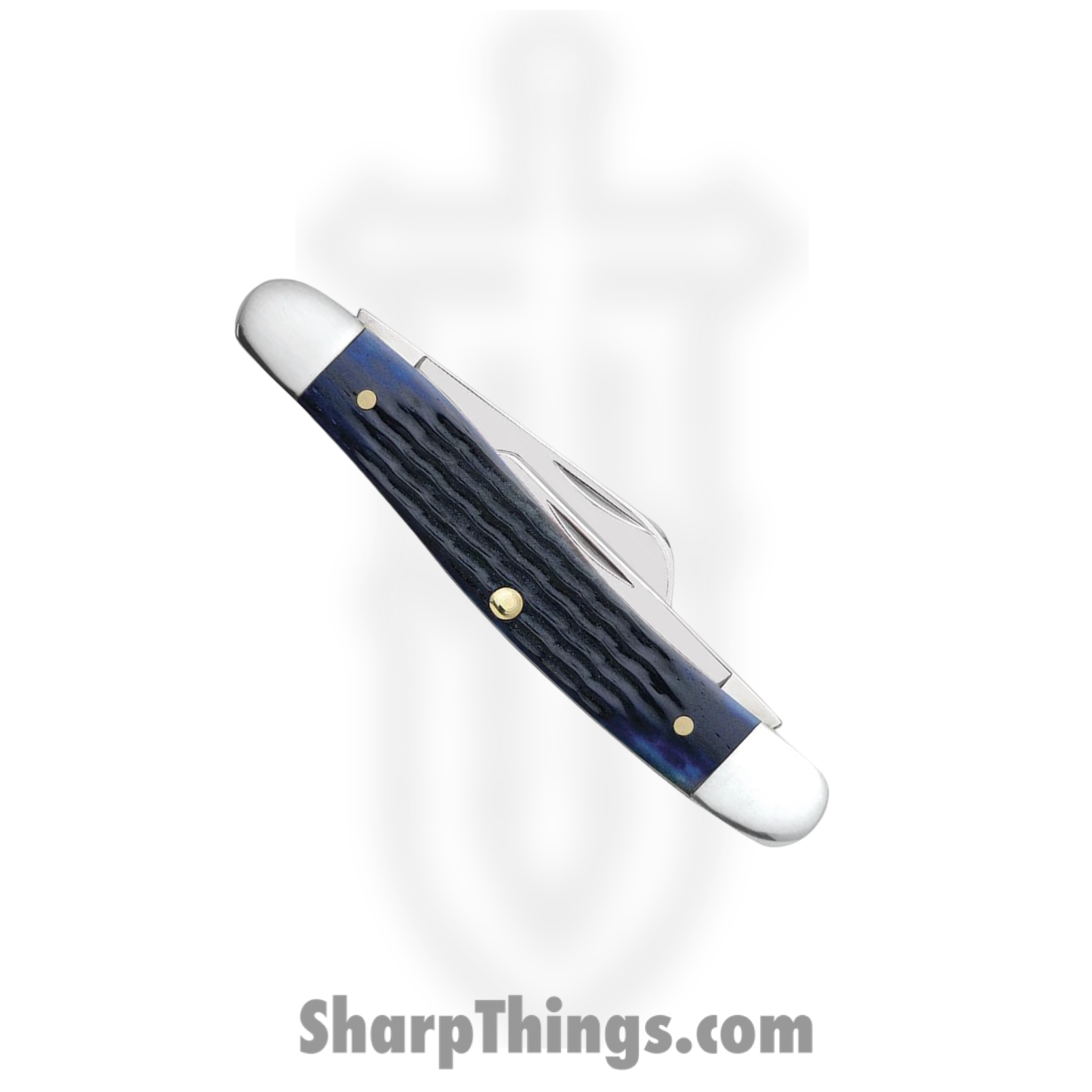 Case Cutlery - CA02801 - Medium Stockman - Folding Knife - Tru-Sharp™ Stainless Polished Clip/Sheepfoot/Spey - Corn Cob Jigged Bone - Blue - Image 4
