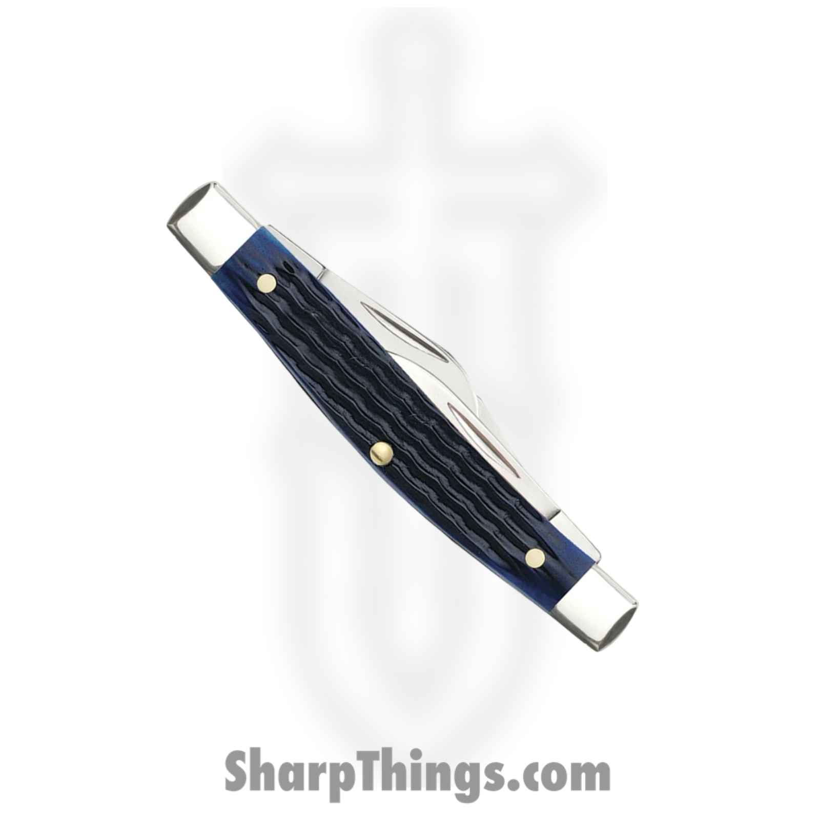 Case Cutlery - CA02806 - Medium Stockman - Folding Knife - Tru-Sharp Stainless Polished Clip Sheepfoot Pen - Corn Cob Jigged Bone - Blue - Image 4