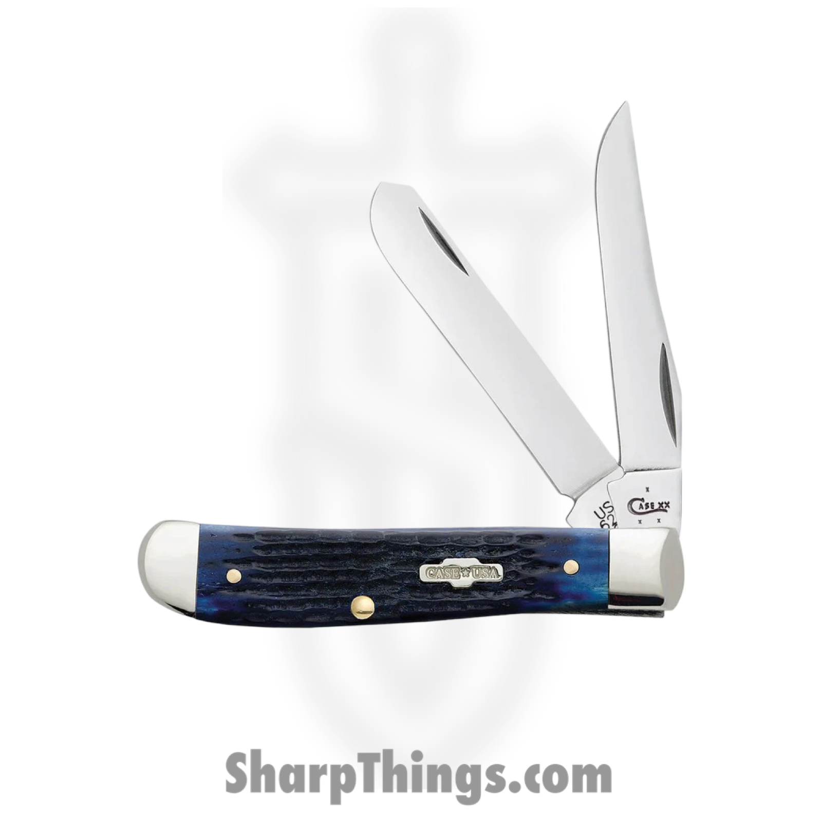 Case Cutlery - CA02838 - Mini Trapper - Folding Knife - Tru-Sharp™ Stainless Polished Clip/Spey - Corn Cob Jigged Bone - Blue - Image 2