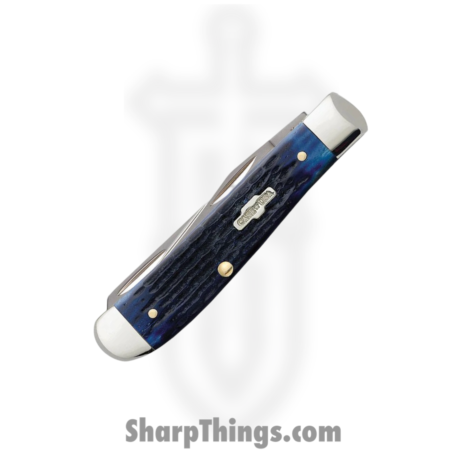 Case Cutlery - CA02838 - Mini Trapper - Folding Knife - Tru-Sharp™ Stainless Polished Clip/Spey - Corn Cob Jigged Bone - Blue - Image 3