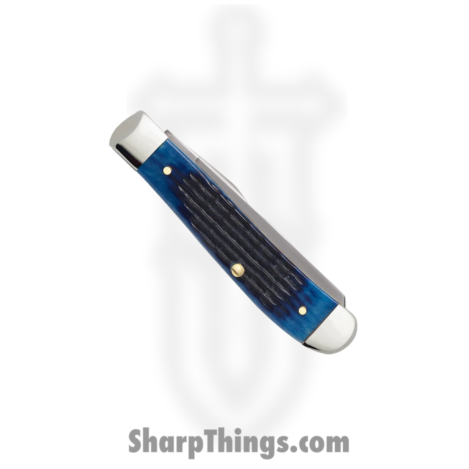 Case Cutlery - CA02838 - Mini Trapper - Folding Knife - Tru-Sharp™ Stainless Polished Clip/Spey - Corn Cob Jigged Bone - Blue - Image 4