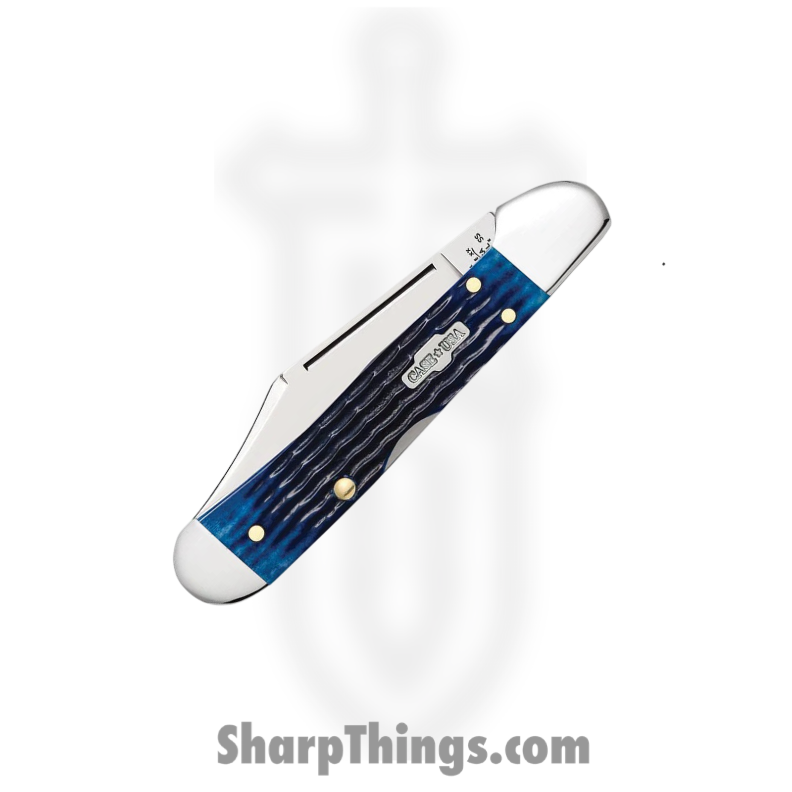 Case Cutlery - CA02864 - Mini Copperlock - Folding Knife - Tru-Sharp™ Stainless Polished Clip Point - Corn Cob Jigged Bone - Blue - Image 3