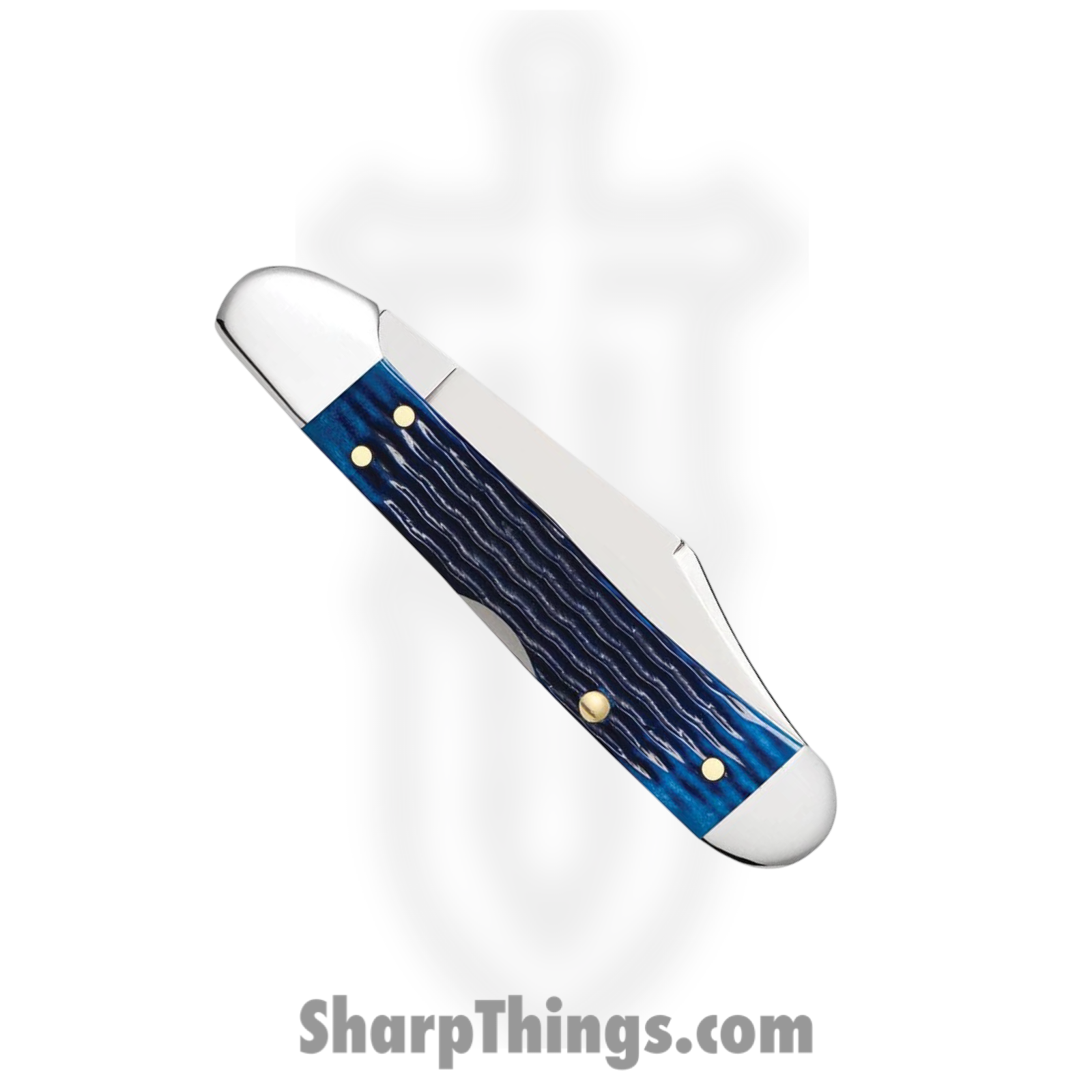Case Cutlery - CA02864 - Mini Copperlock - Folding Knife - Tru-Sharp™ Stainless Polished Clip Point - Corn Cob Jigged Bone - Blue - Image 4