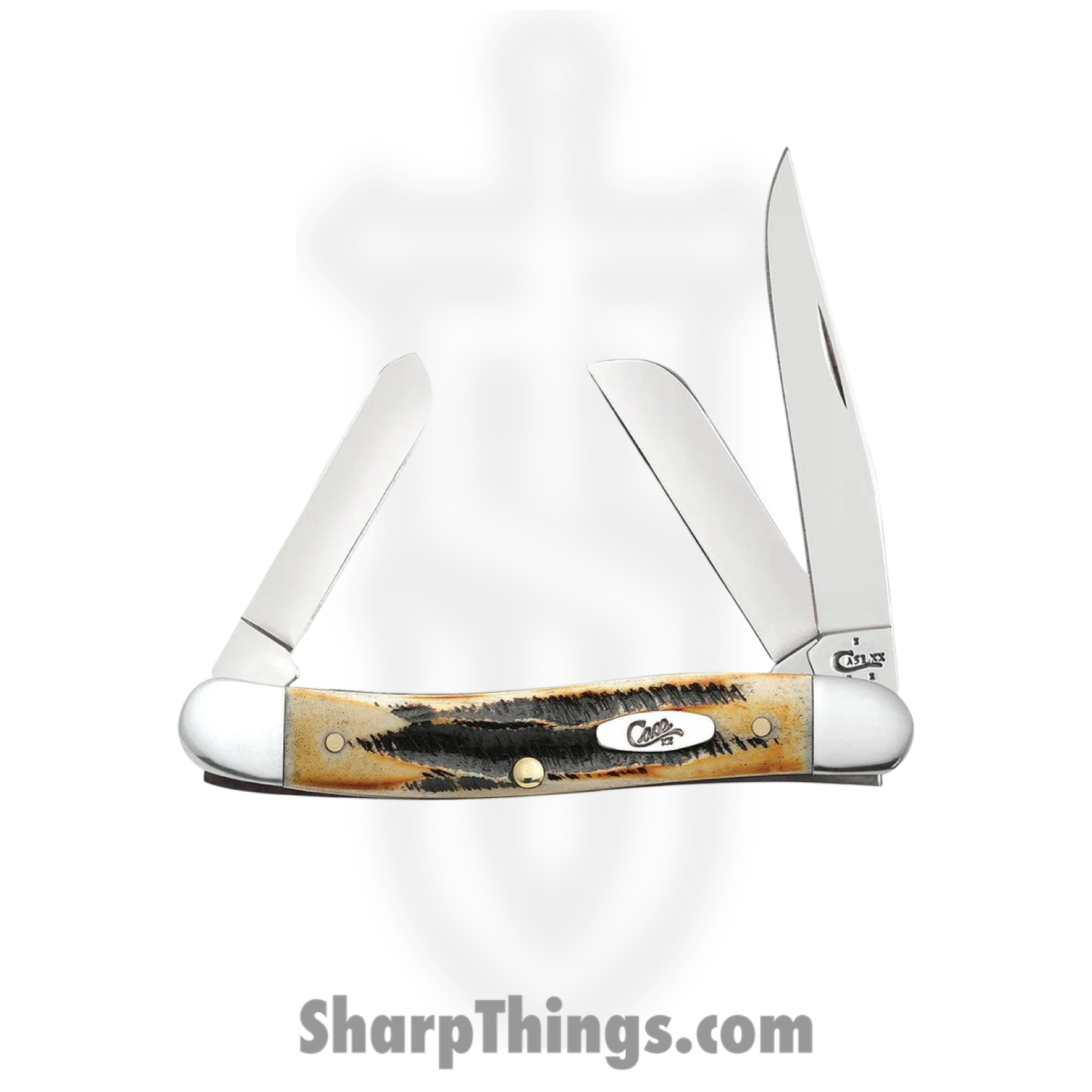 Case Cutlery - CA03578 - Medium Stockman - Folding Knife - Tru-Sharp™ Stainless Polished Clip/Sheepfoot/Spey - 6.5 Bonestag - Brown - Image 2