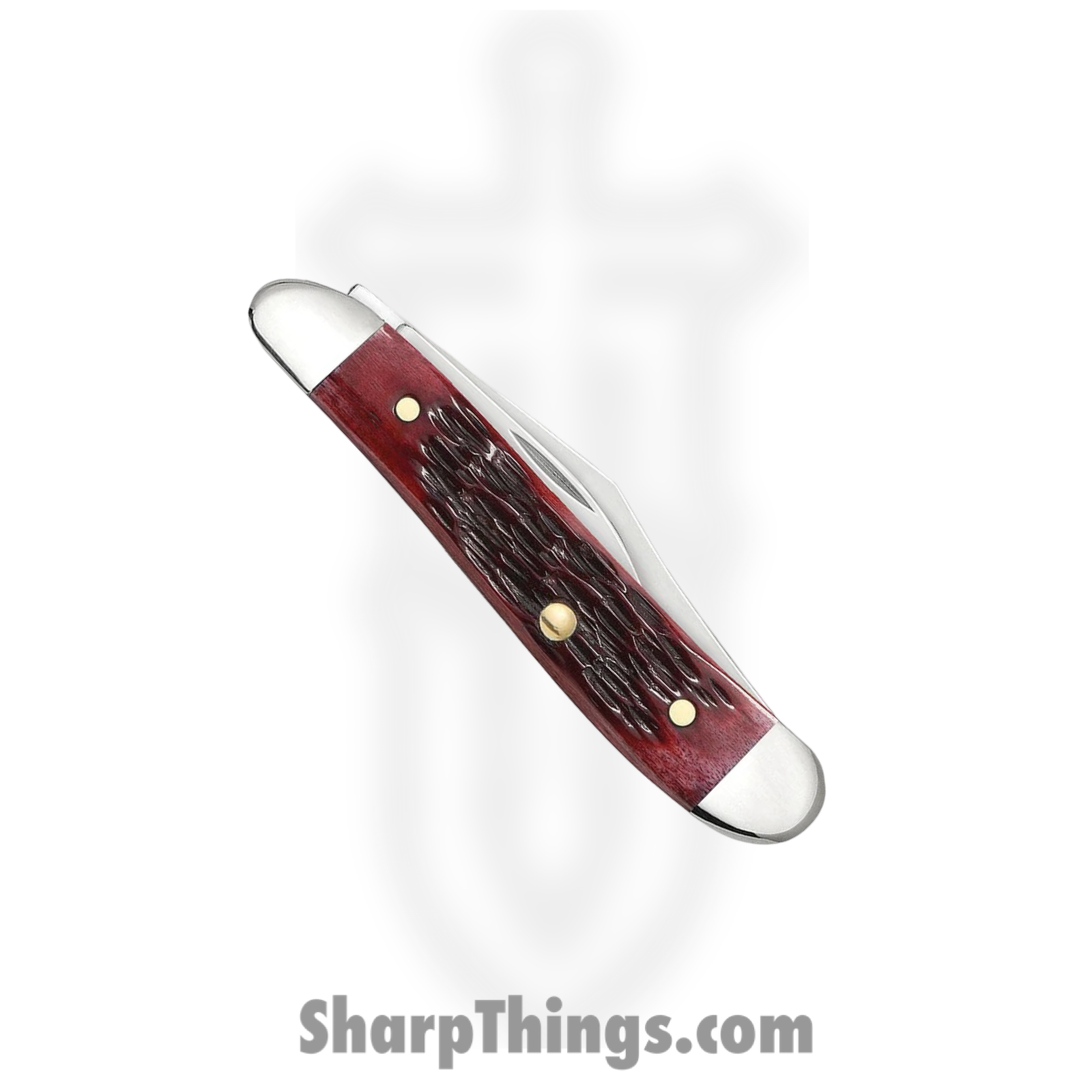 Case Cutlery - CA03693 - Peanut "My First Case" - Folding Knife - Tru-Sharp™ Stainless Polished Clip/Pen - Peach Seed Jig Bone - Red - Image 4