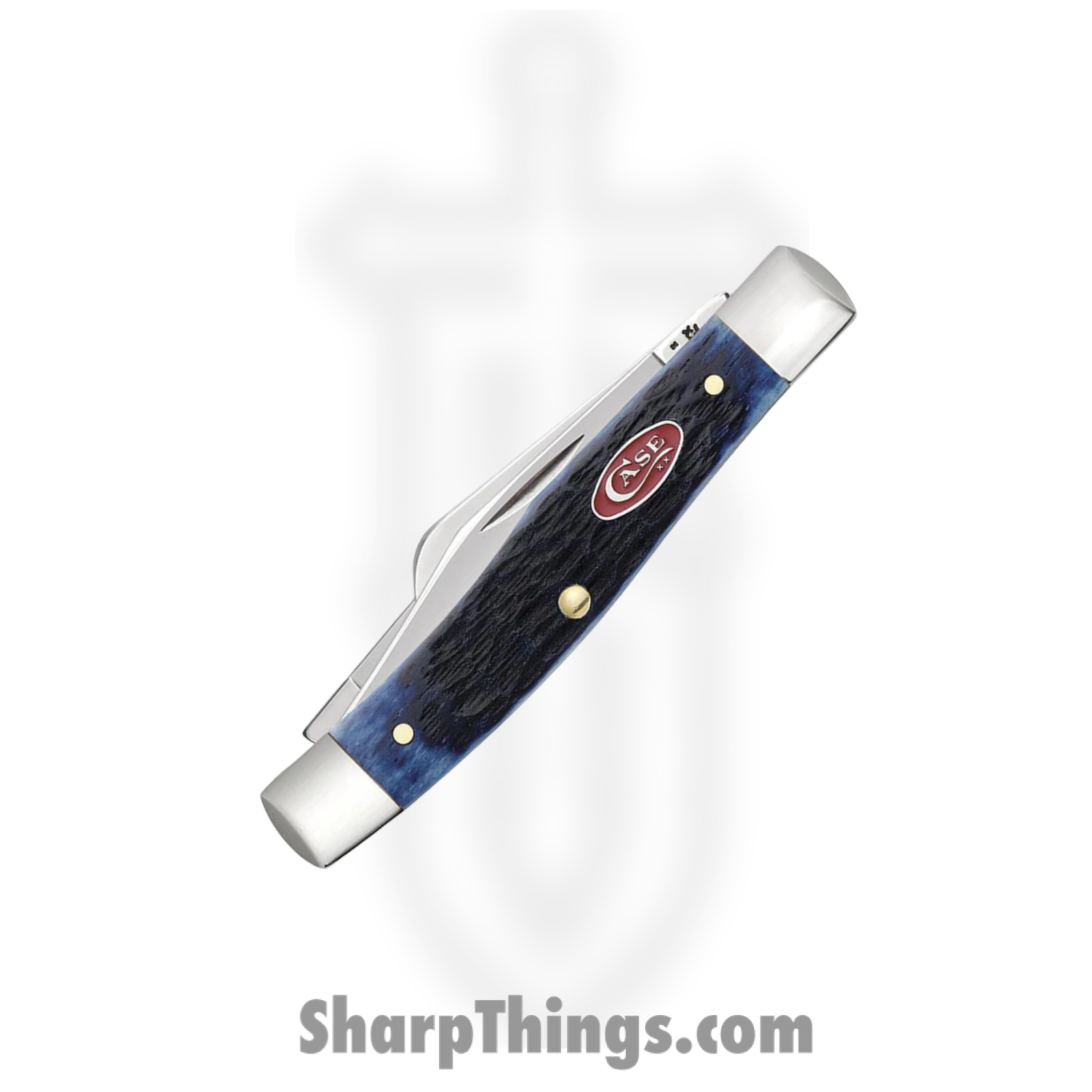 Case Cutlery - CA07049 - Medium Stockman - Folding Knife - Tru-Sharp Stainless Polished Clip Sheepfoot Pen - Rogers Jigged Bone - Navy Blue - Image 3