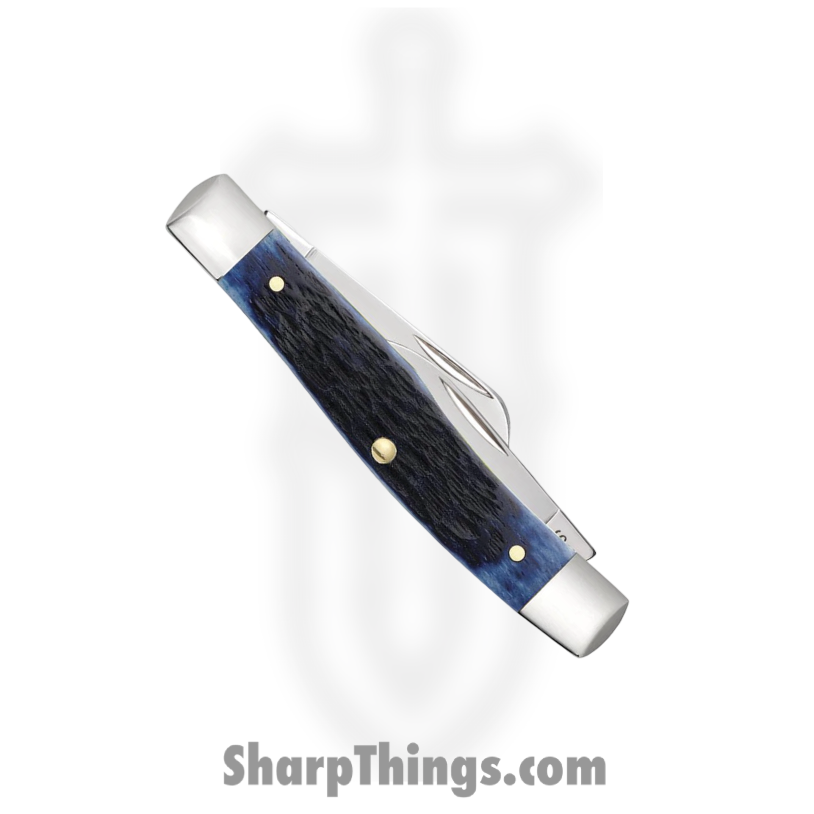 Case Cutlery - CA07049 - Medium Stockman - Folding Knife - Tru-Sharp Stainless Polished Clip Sheepfoot Pen - Rogers Jigged Bone - Navy Blue - Image 4