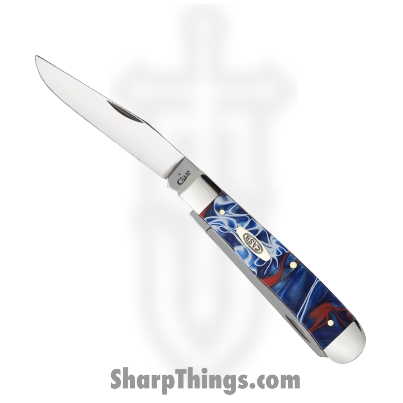 Case Cutlery - CA11200 - Trapper - Folding Knife - Tru-Sharp™ Stainless Polished Clip/Spey - Kirinite - Red White Blue