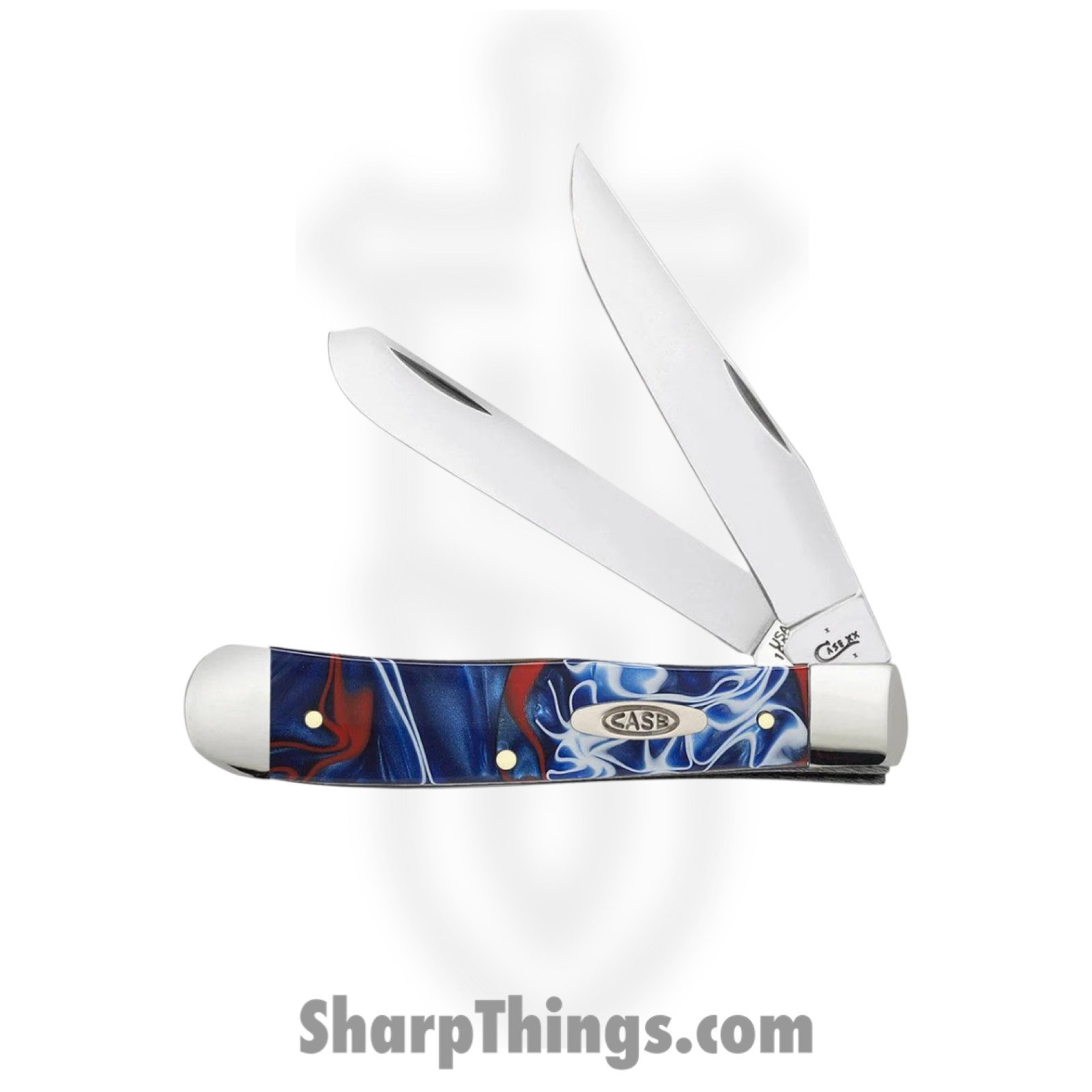 Case Cutlery - CA11200 - Trapper - Folding Knife - Tru-Sharp™ Stainless Polished Clip/Spey - Kirinite - Red White Blue - Image 2