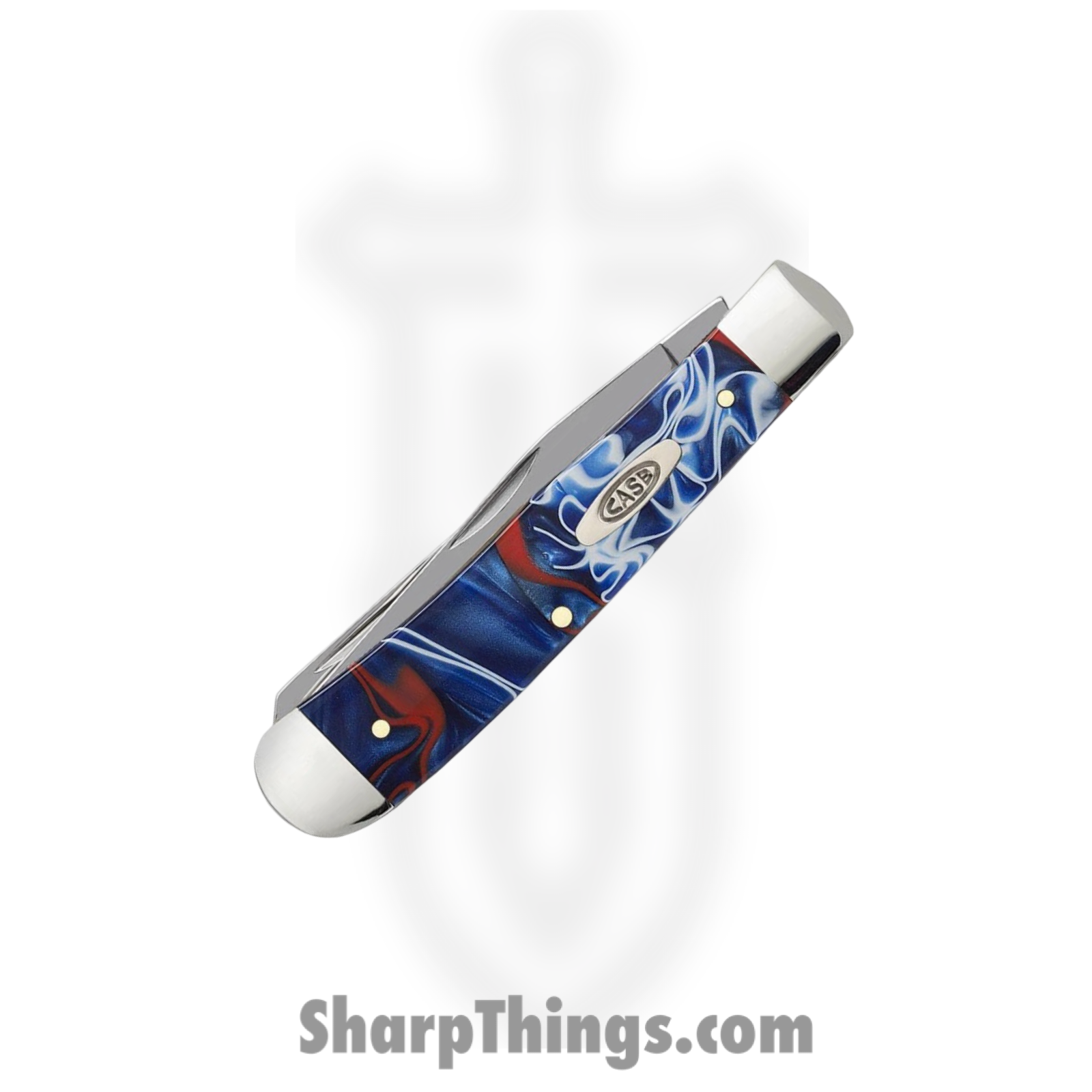 Case Cutlery - CA11200 - Trapper - Folding Knife - Tru-Sharp™ Stainless Polished Clip/Spey - Kirinite - Red White Blue - Image 3
