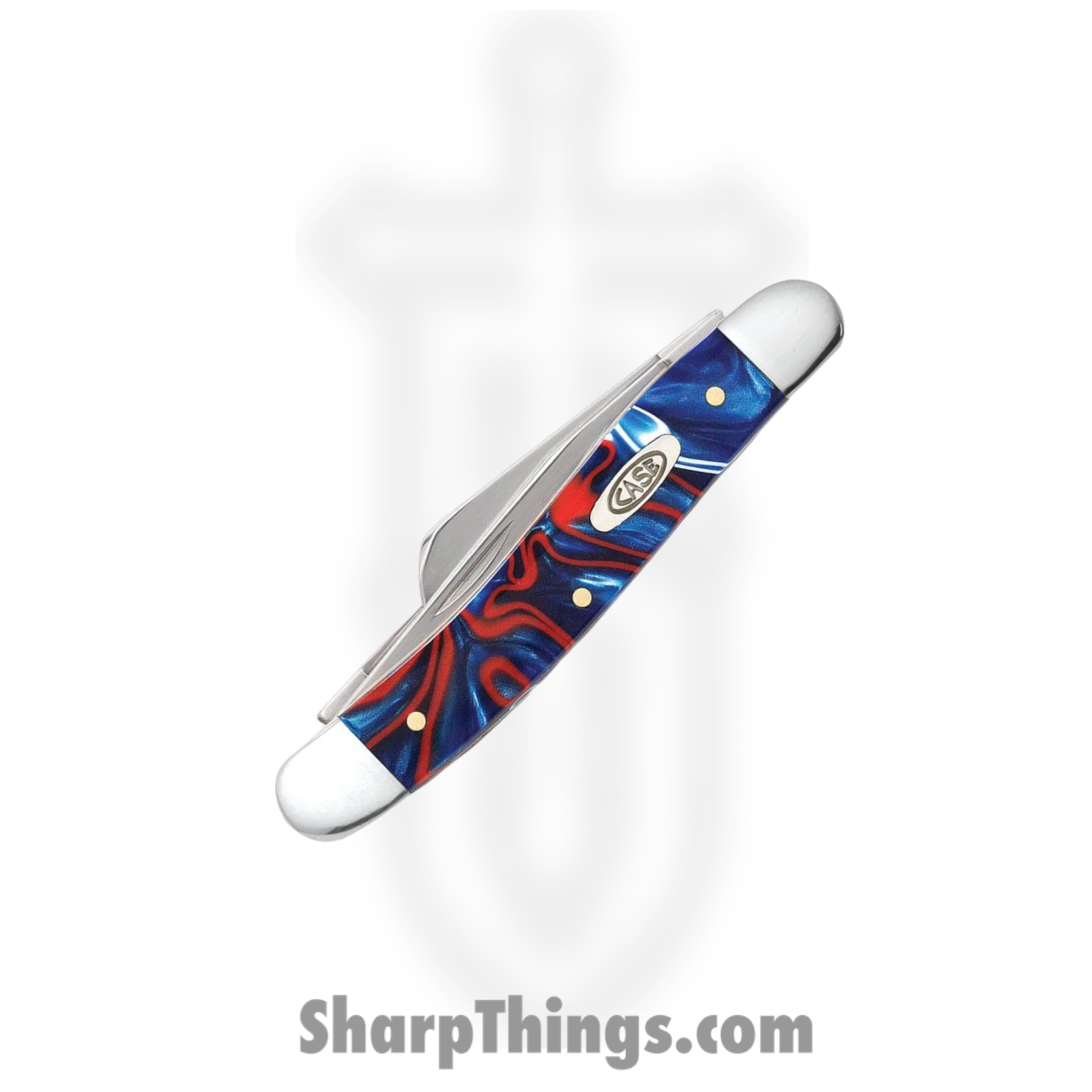 Case Cutlery - CA11201 - Medium Stockman - Folding Knife - Tru-Sharp™ Stainless Polished Clip/Sheepfoot/Spey - Kirinite - Red White Blue - Image 3