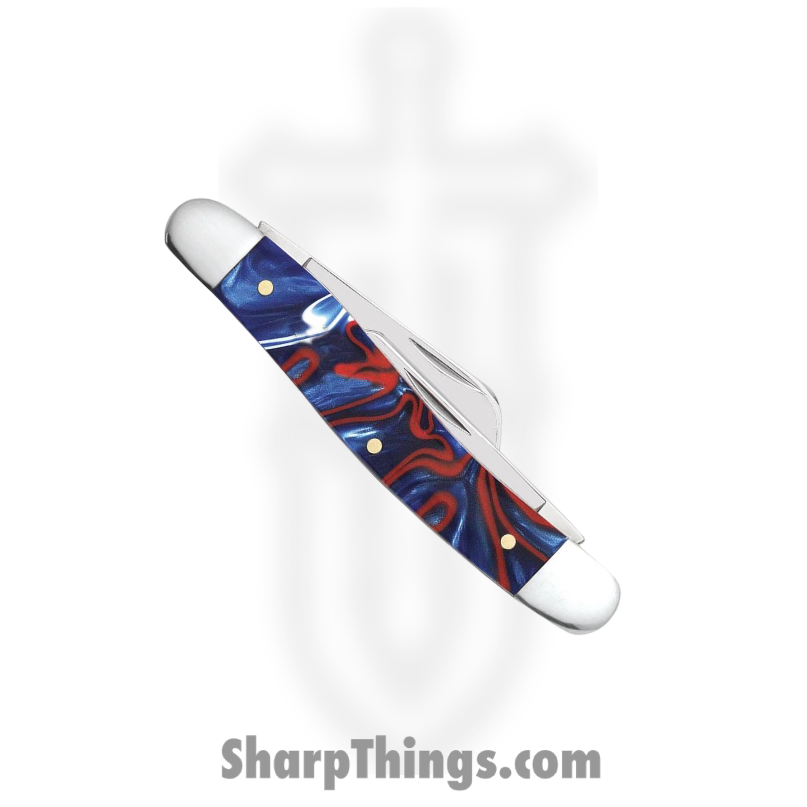Case Cutlery - CA11201 - Medium Stockman - Folding Knife - Tru-Sharp™ Stainless Polished Clip/Sheepfoot/Spey - Kirinite - Red White Blue - Image 4