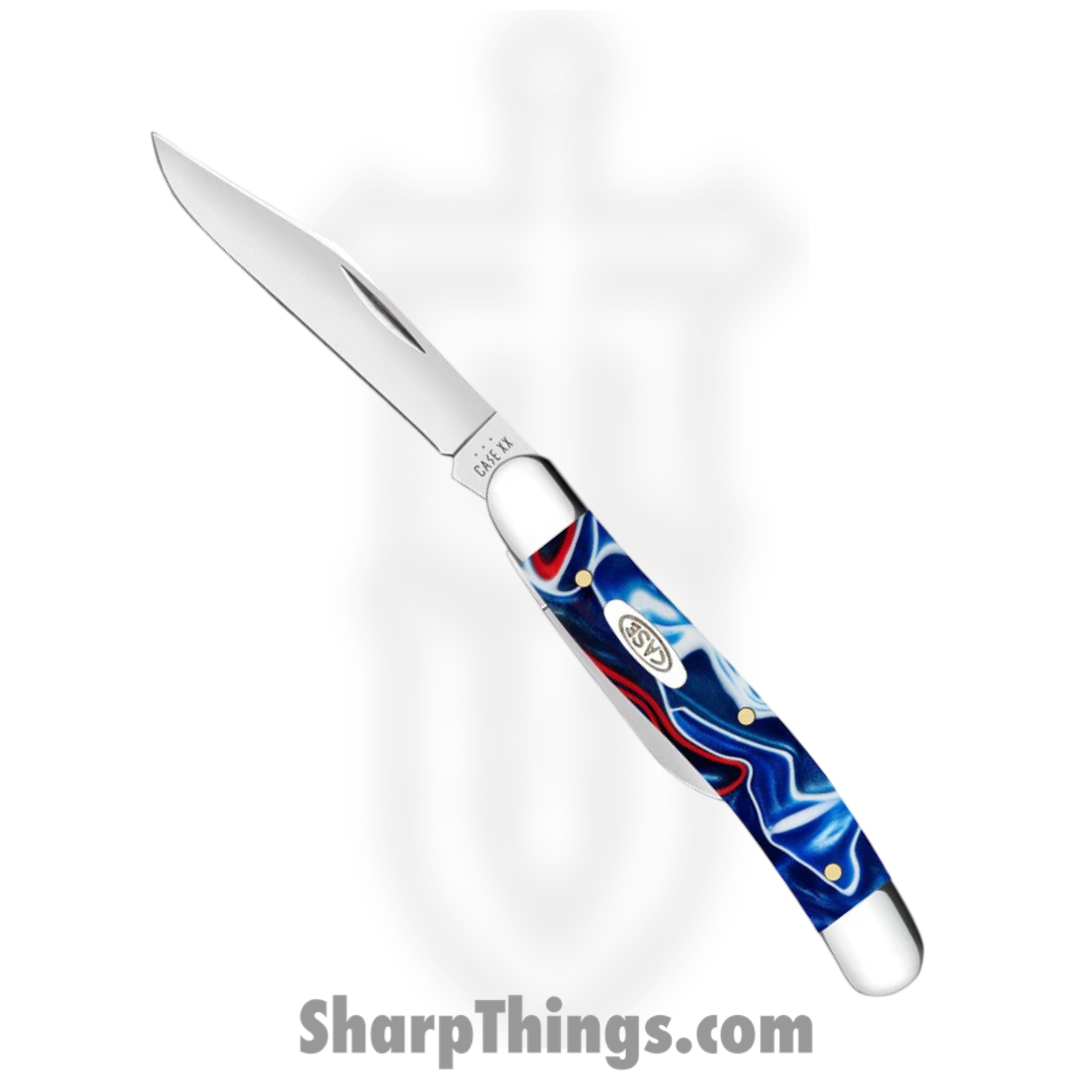 Case Cutlery - CA11225 - Medium Jack - Folding Knife - Tru-Sharp™ Stainless Polished Clip/Pen - Kirinite - Red White Blue