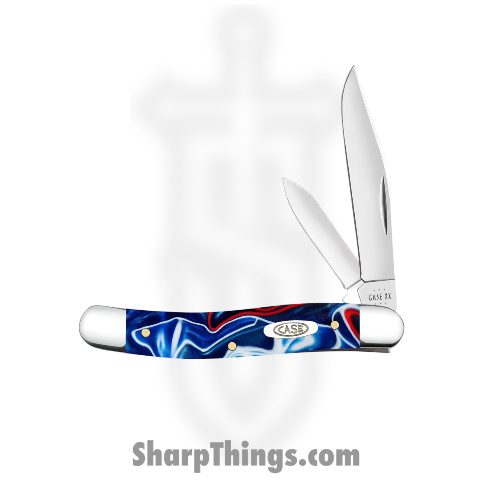 Case Cutlery - CA11225 - Medium Jack - Folding Knife - Tru-Sharp™ Stainless Polished Clip/Pen - Kirinite - Red White Blue - Image 2