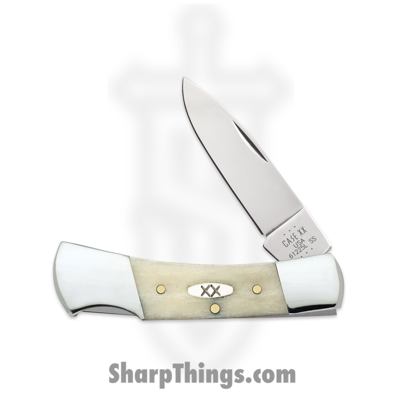 Case Cutlery - CA13314 - Lockback - Folding Knife - Stainless Polished Drop Point - Smooth Natural Bone - White Silver - Image 2