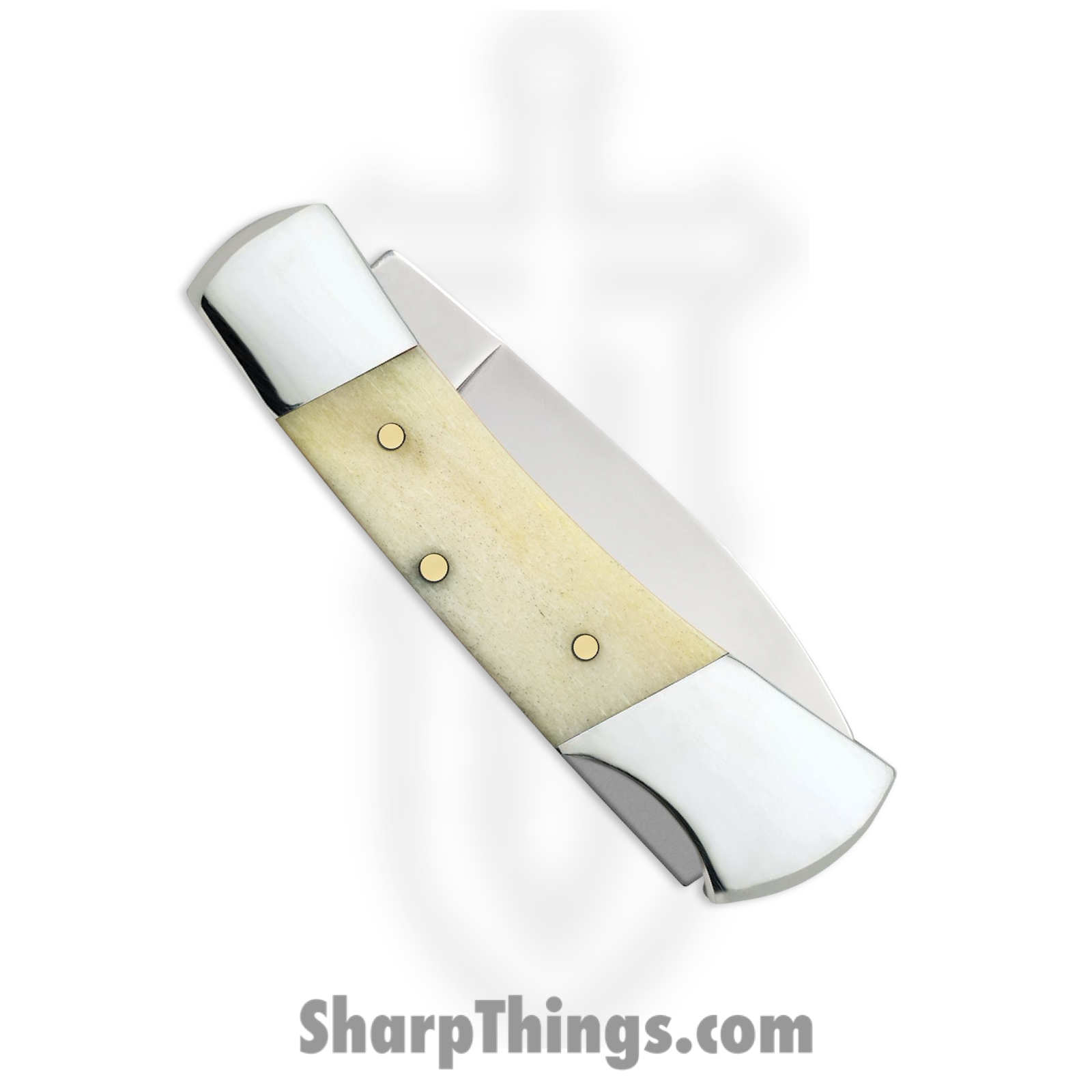 Case Cutlery - CA13314 - Lockback - Folding Knife - Stainless Polished Drop Point - Smooth Natural Bone - White Silver - Image 4