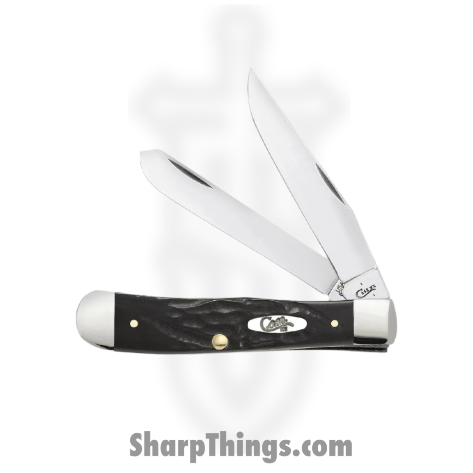 Case Cutlery - CA18221 - Trapper - Folding Knife - Tru-Sharp Stainless Polished Clip Spey - Rough Jigged Synthetic - Black - Image 2