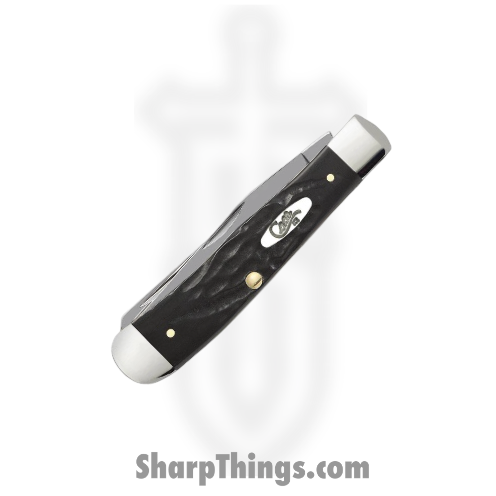Case Cutlery - CA18221 - Trapper - Folding Knife - Tru-Sharp Stainless Polished Clip Spey - Rough Jigged Synthetic - Black - Image 3